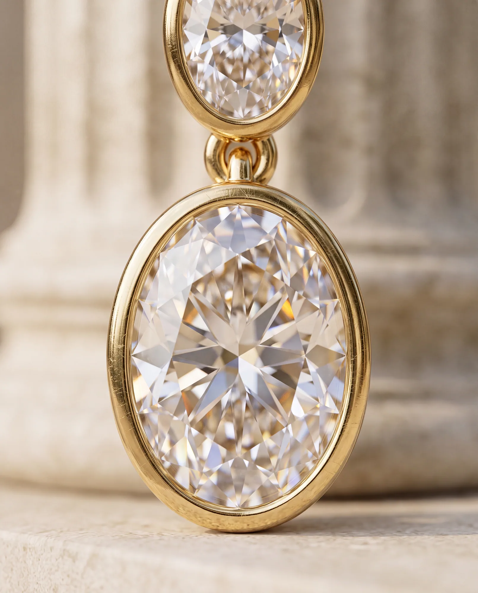Rain Oval, Oval Bezel Drops in Yellow Gold, oval, side profile