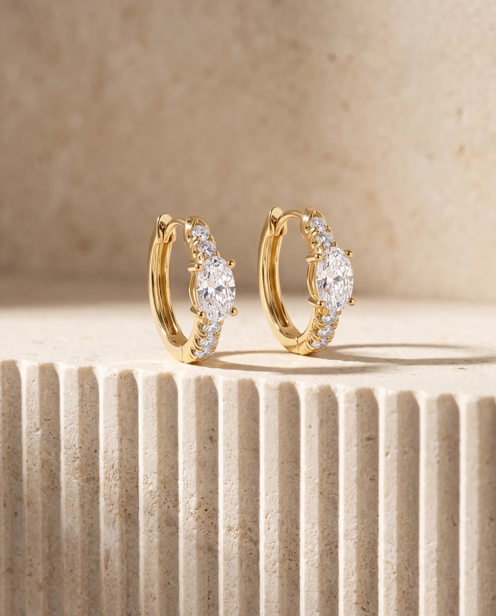 Orbit Oval, Oval-Centre Diamond Hoops in Yellow Gold, oval