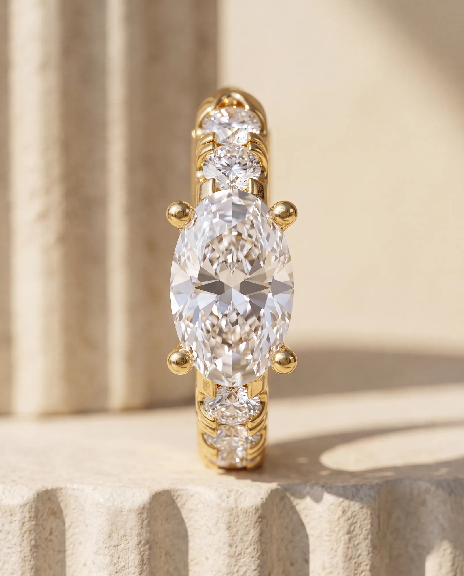Orbit Oval, Oval-Centre Diamond Hoops in Yellow Gold, oval, side profile