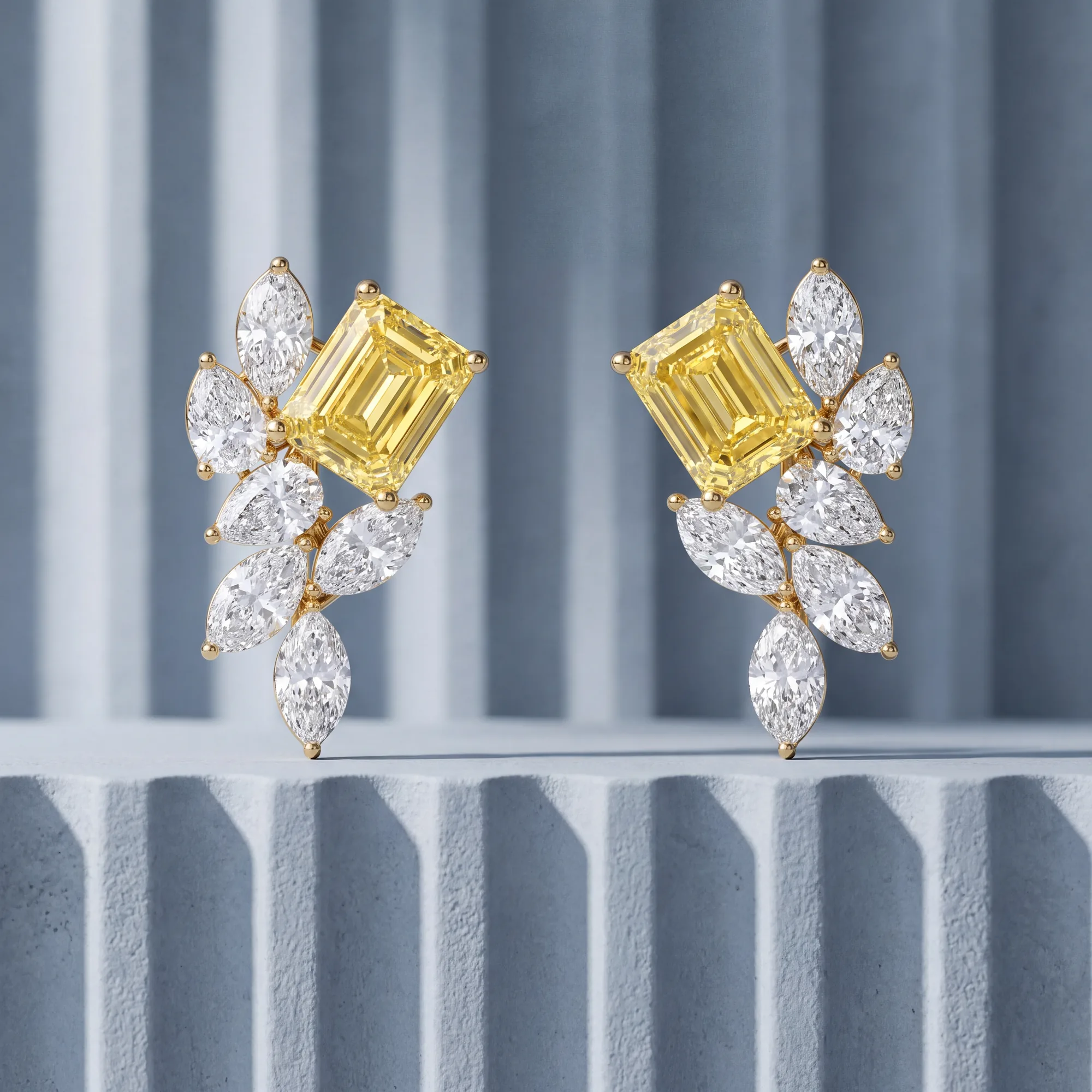 Soleil, Yellow Lab-Grown Diamond Drop Earrings in Yellow Gold