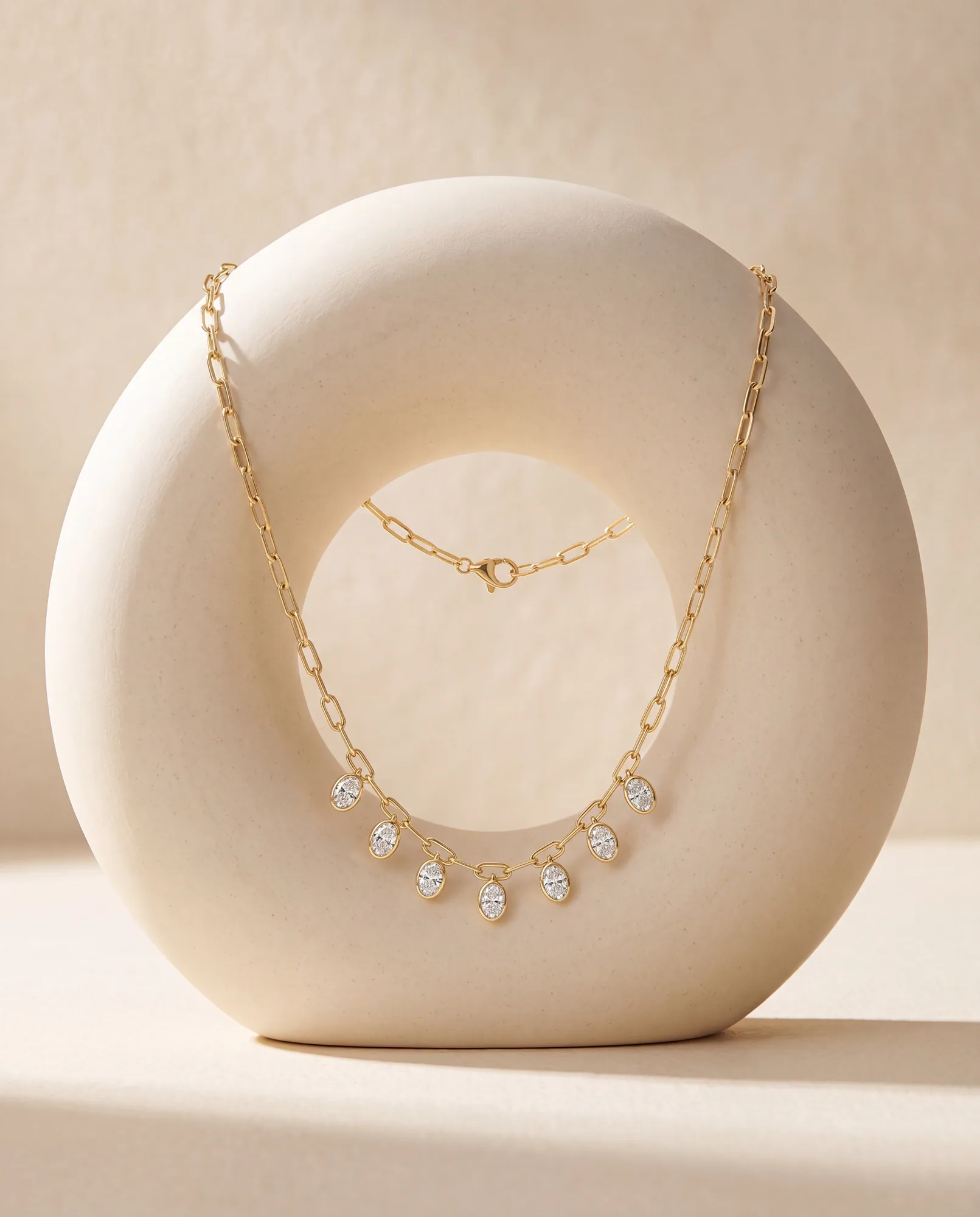 Garland, Oval Drop Paperclip Necklace in Yellow Gold, oval