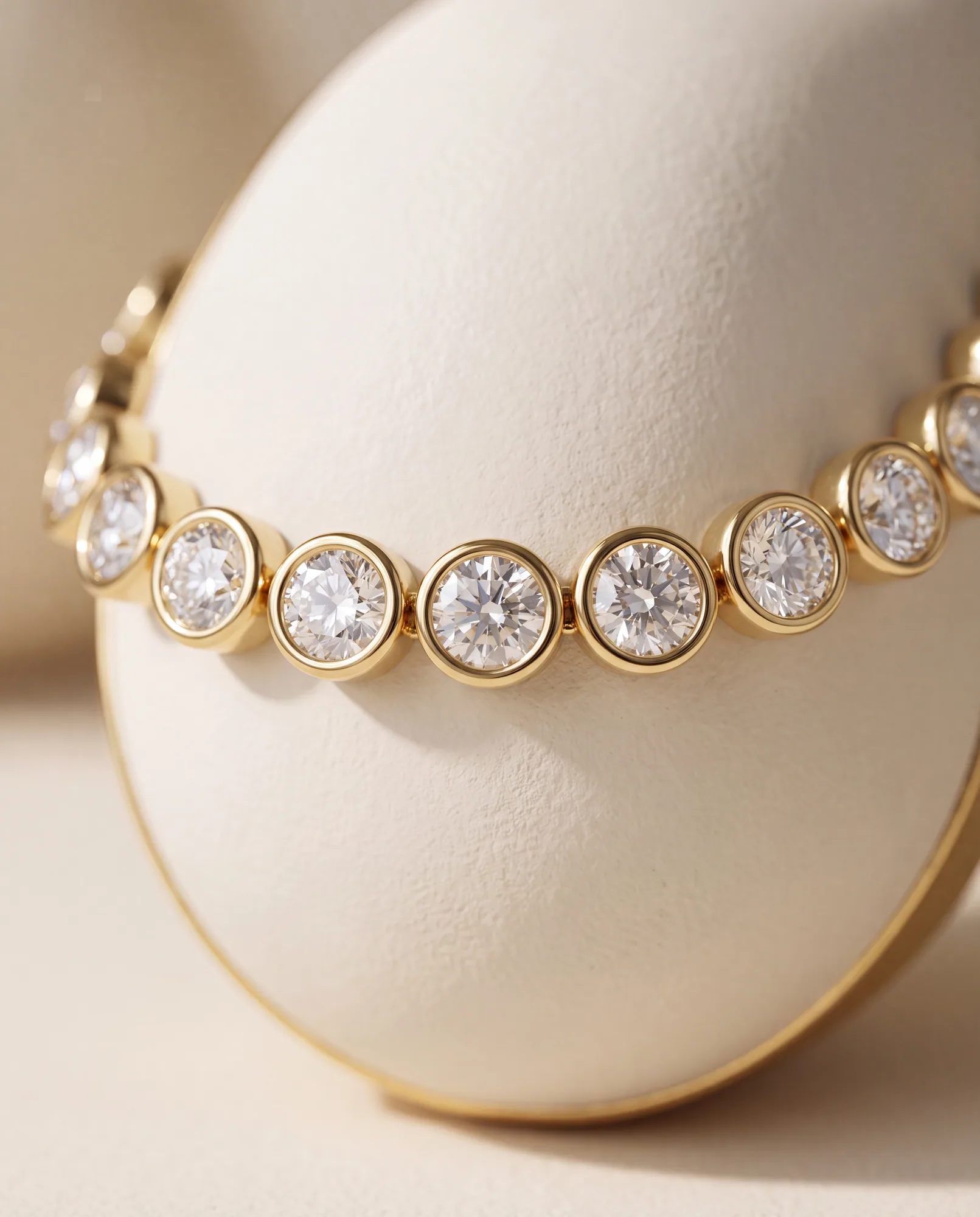 Pulse Round, Bezel Line Choker in Yellow Gold, round, side profile