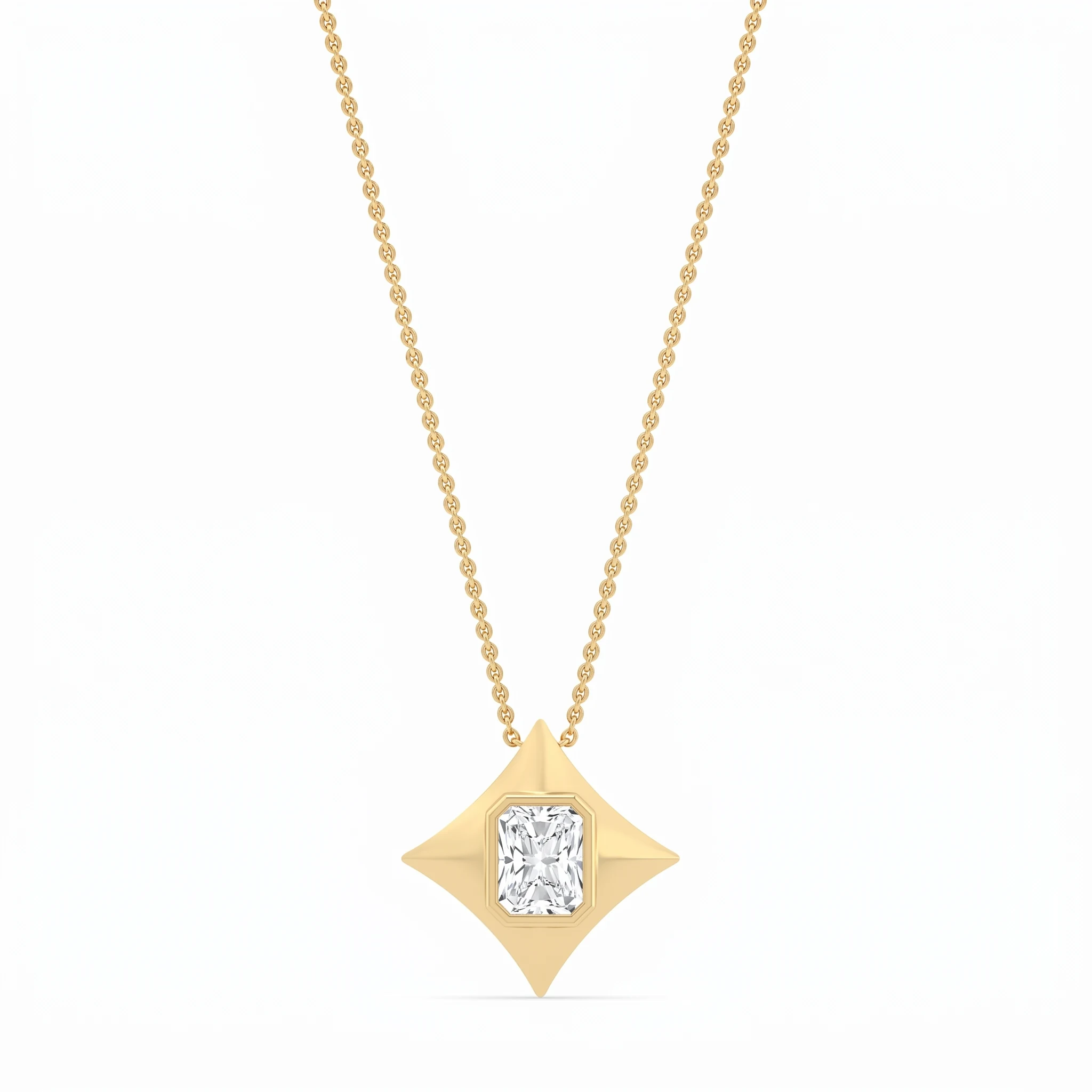 Penelope, Radiant Star Pendant in Yellow Gold, radiant
