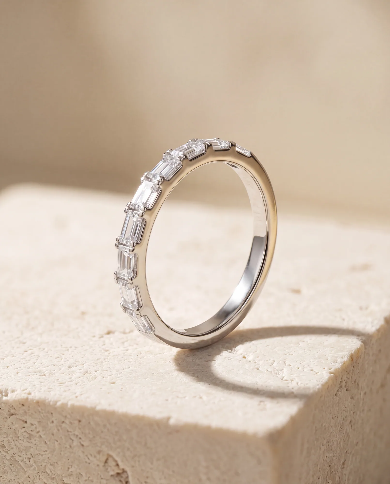 Steady, Baguette Band in White Gold, baguette, side profile