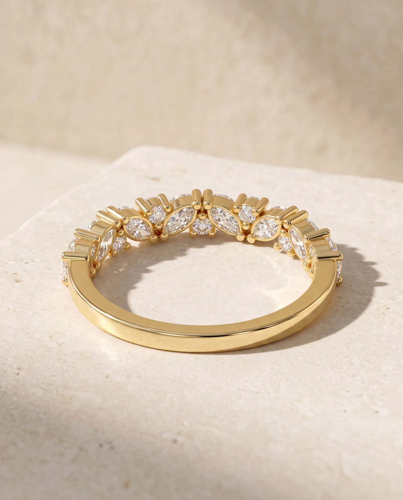 Petal Marquise Rounds, Marquise and Round Band in Yellow Gold, marquise