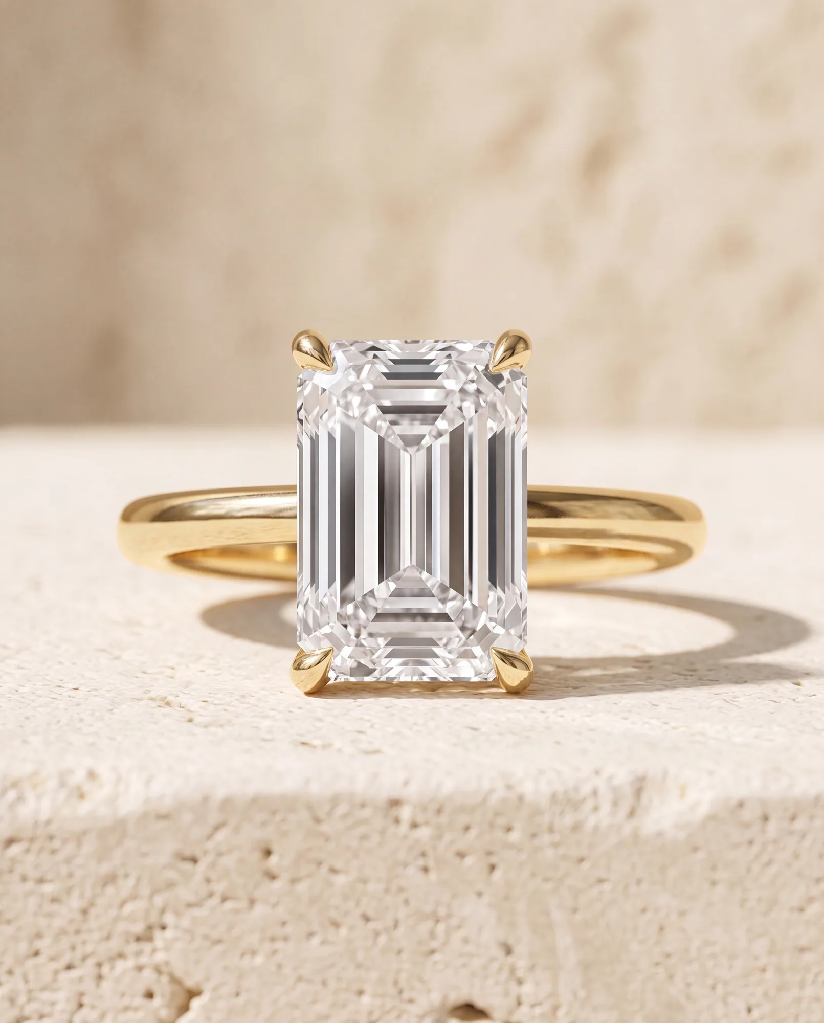 Secret Emerald, Emerald-Cut Solitaire in Yellow Gold, emerald