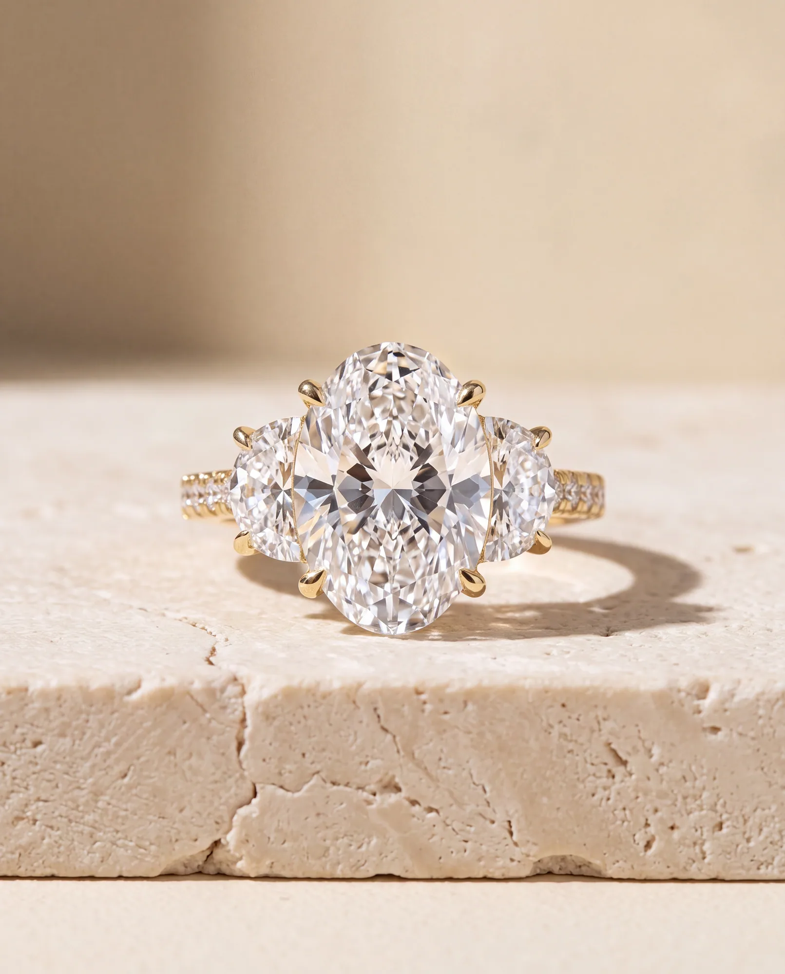 Chapter, Oval Ring with Half-Moon Sides in Yellow Gold, oval