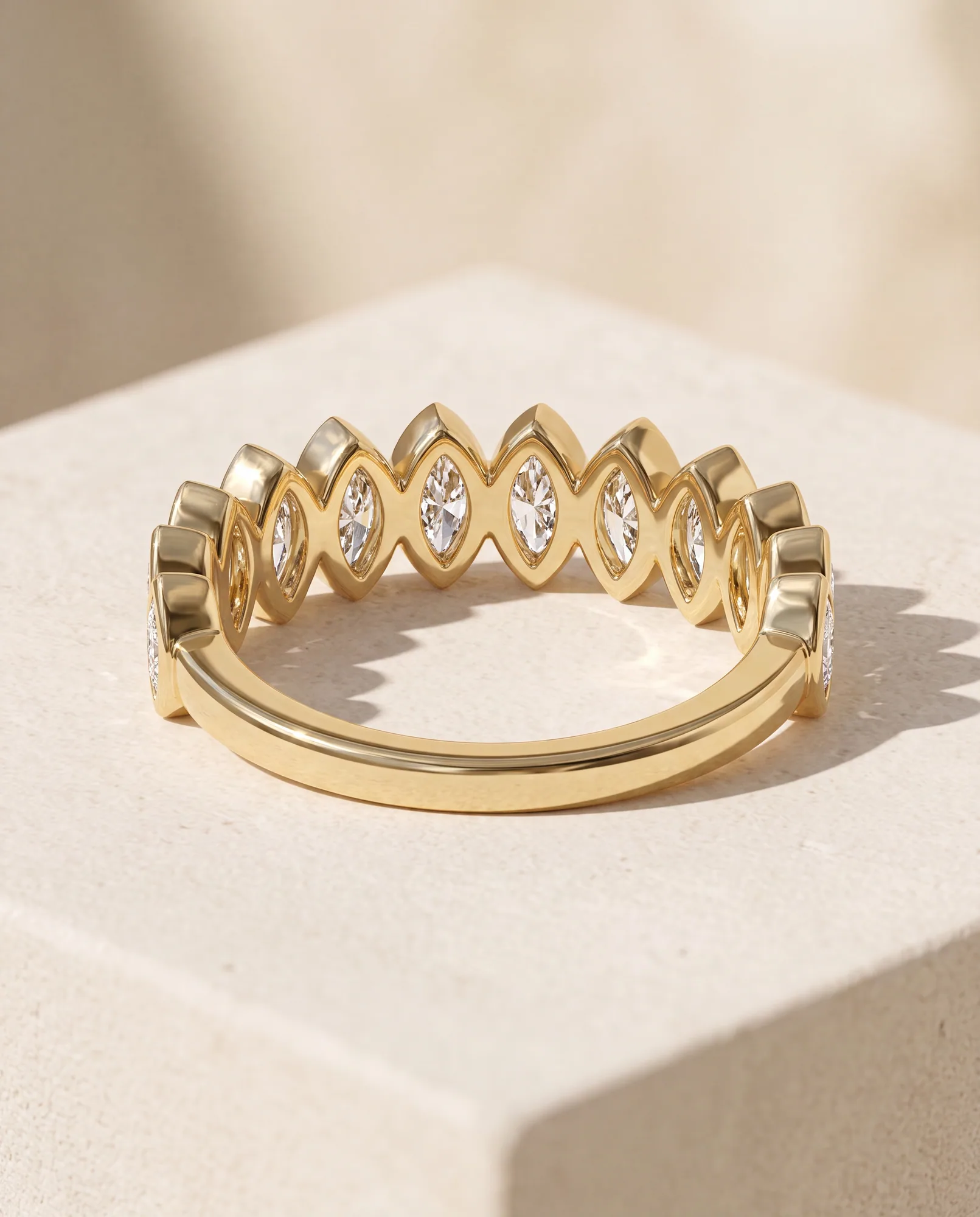 Pebble Marquise, Marquise Bezel Band in Yellow Gold, marquise