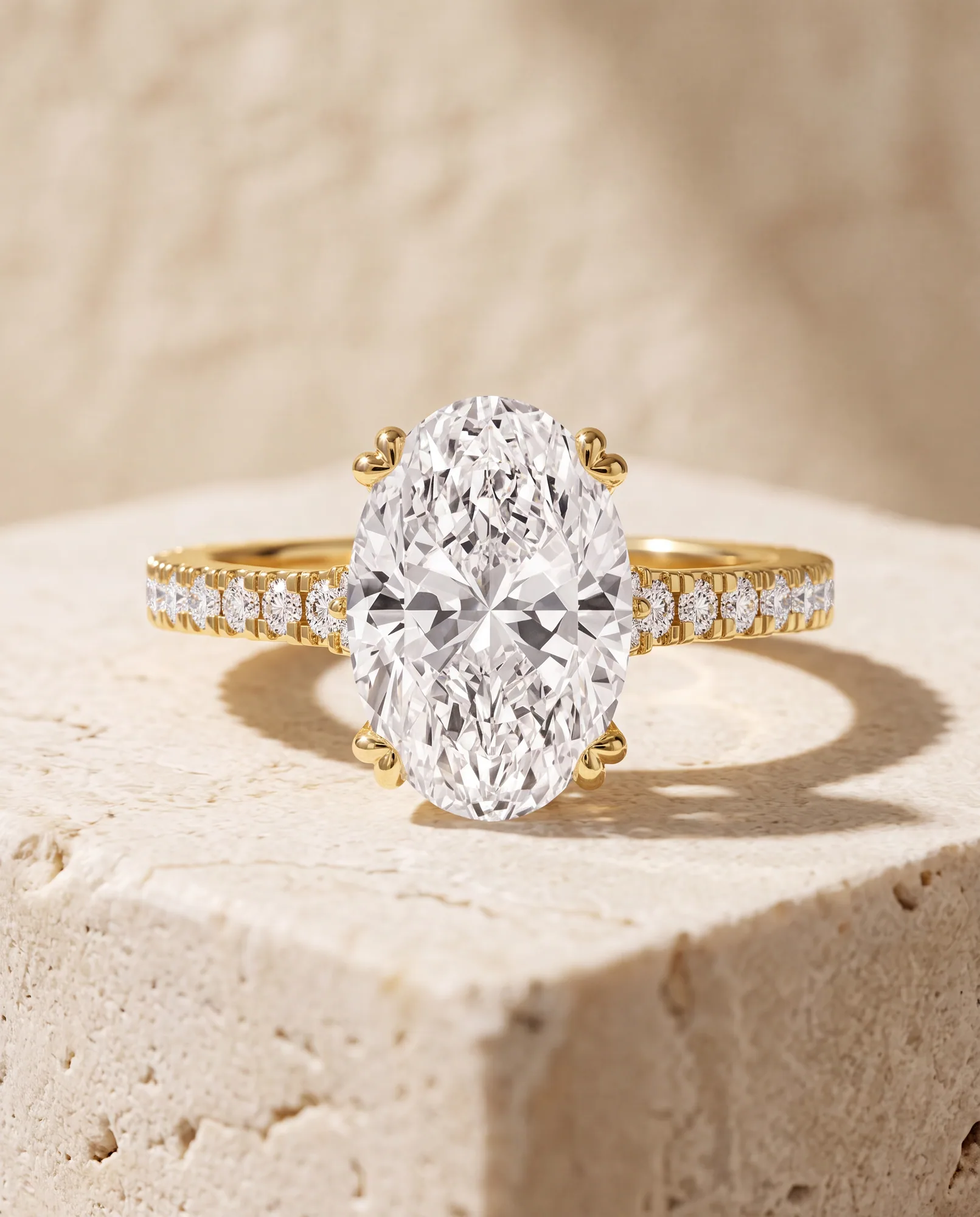Fate Oval, Oval Cross-Band Solitaire in Yellow Gold, oval