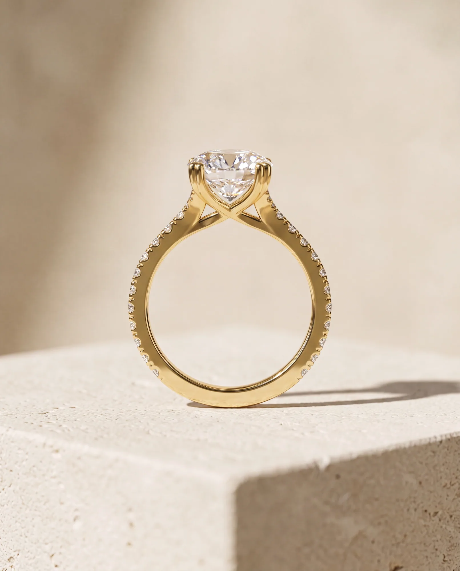 Fate Oval, Oval Cross-Band Solitaire in Yellow Gold, oval, side profile