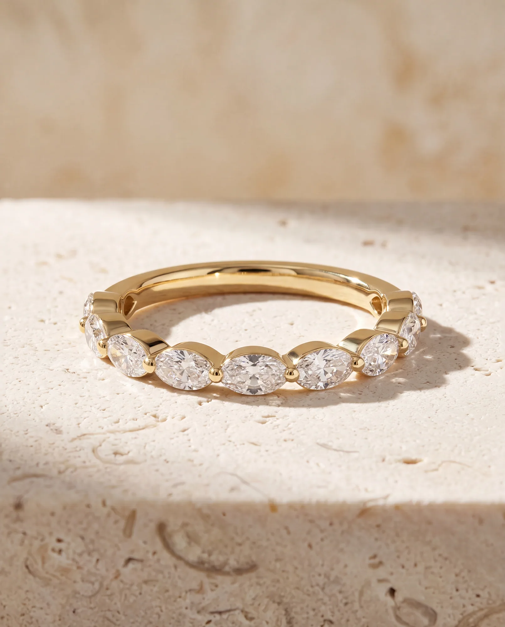 Petal Marquise, Marquise Shared-Prong Band in Yellow Gold, marquise
