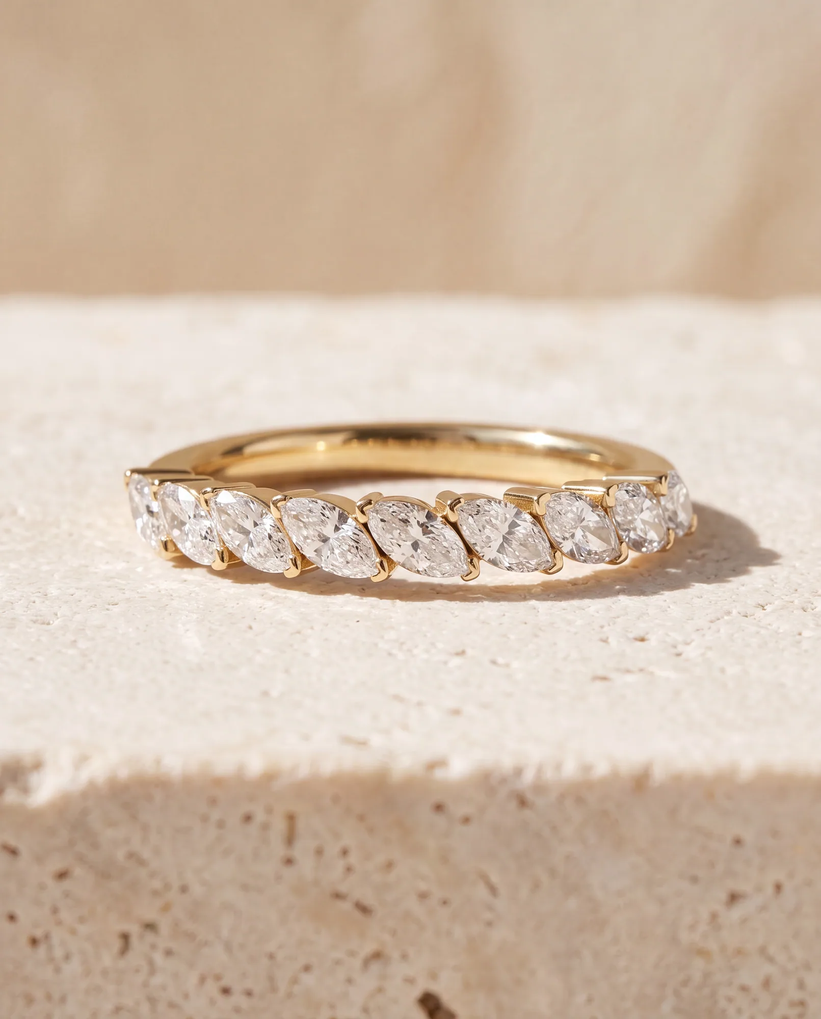 Petal Marquise Lengthwise, Marquise Tip-to-Tip Band in Yellow Gold, marquise