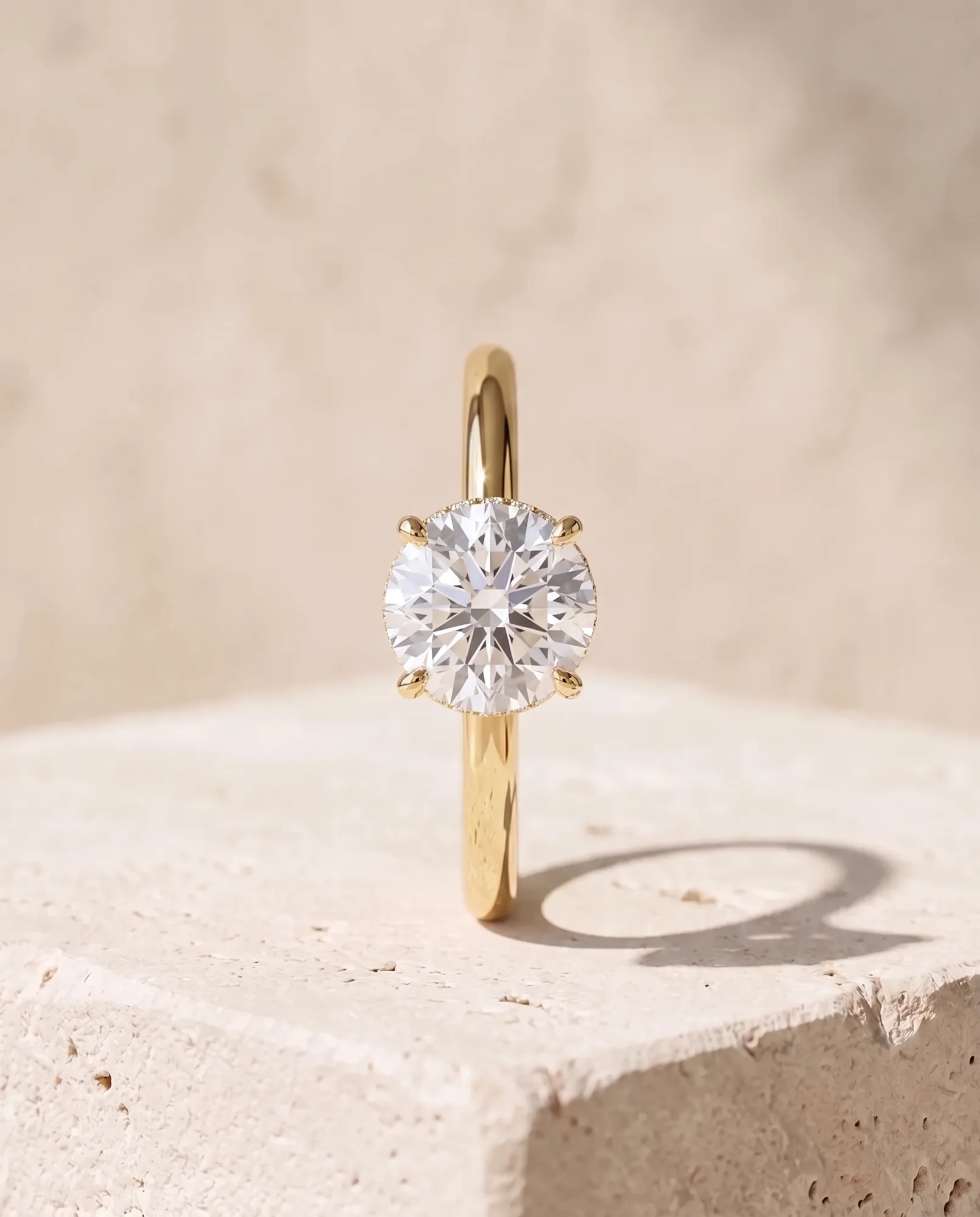 Secret Round, Round Hidden-Halo Solitaire in Yellow Gold, round