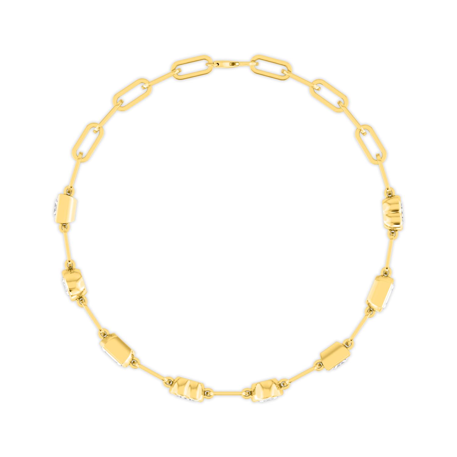 Letter Mixed Shapes, Mixed-Shape Paperclip Bracelet in Yellow Gold, mixed, studio photo, alternate view
