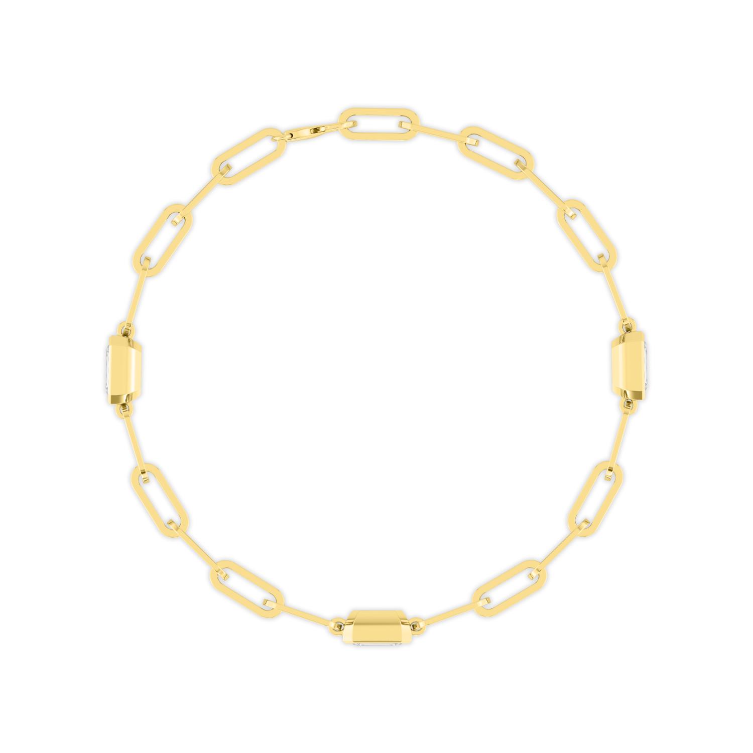 Letter Emerald, Emerald-Cut Paperclip Bracelet in Yellow Gold, emerald, studio photo, alternate view