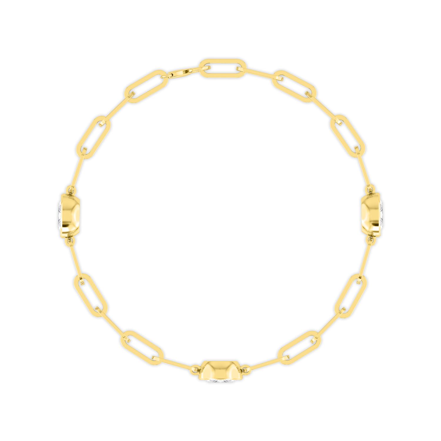 Letter Oval, Oval Paperclip Bracelet in Yellow Gold, oval, studio photo, alternate view