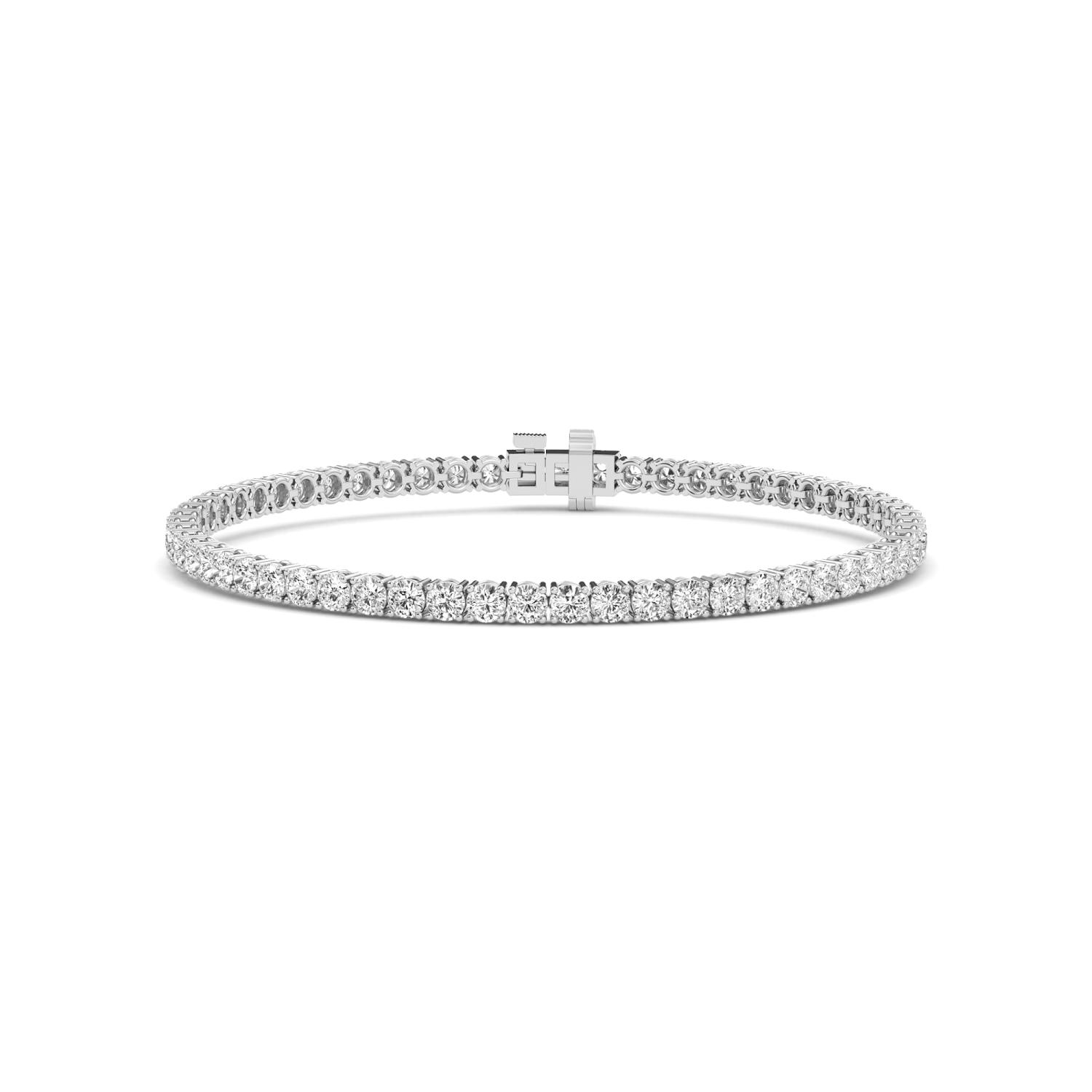 Seam, Round Tennis Bracelet in White Gold, round, plain background