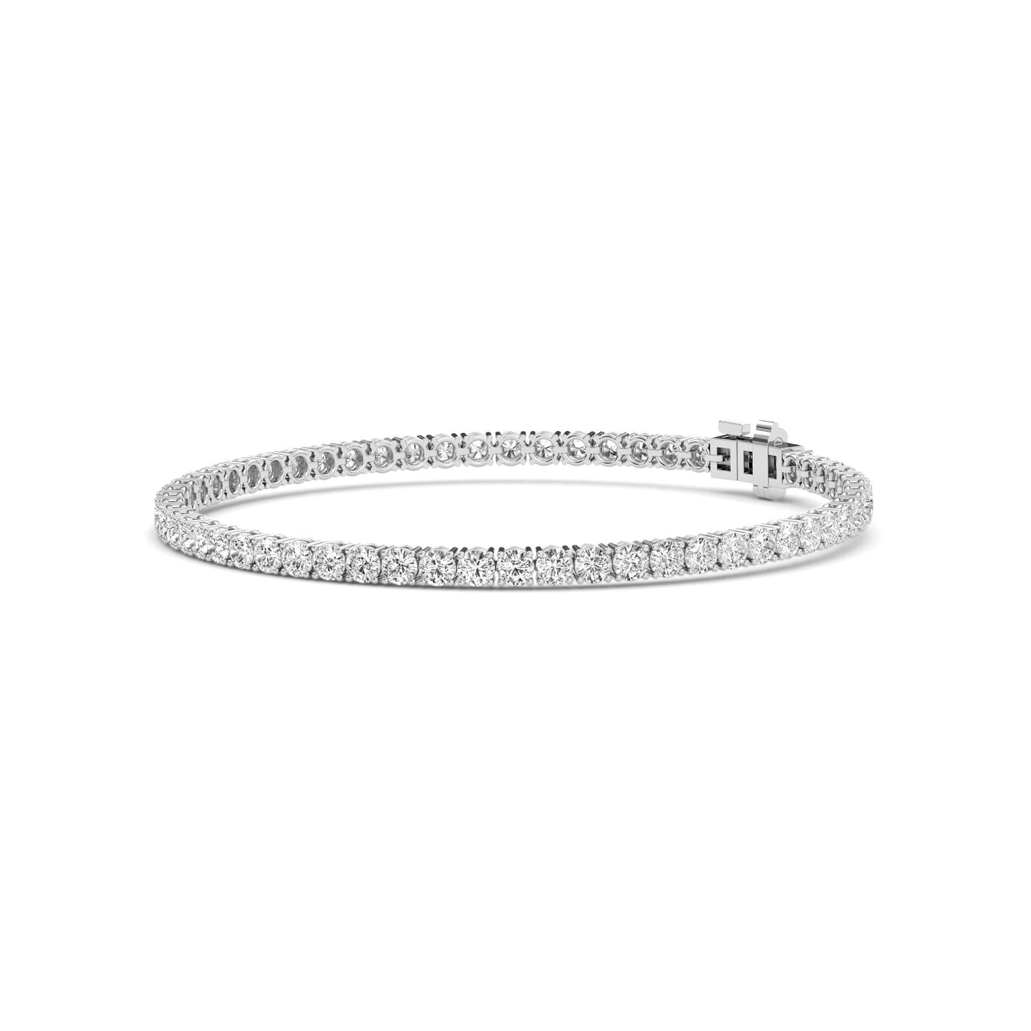 Seam, Round Tennis Bracelet in White Gold, round, plain background, alternate view