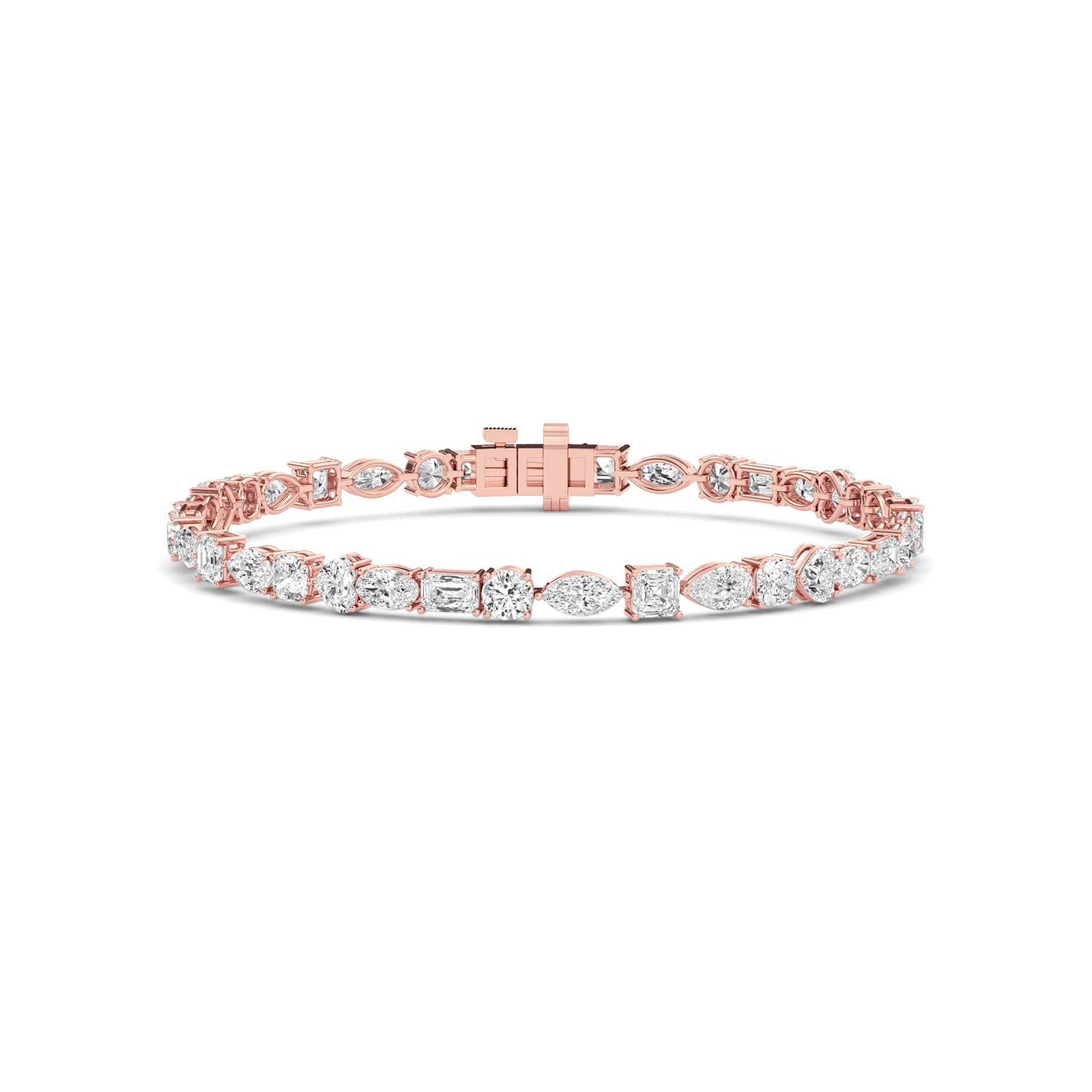 Auburn, Mixed-Shape Tennis Bracelet in Rose Gold, mixed, plain background