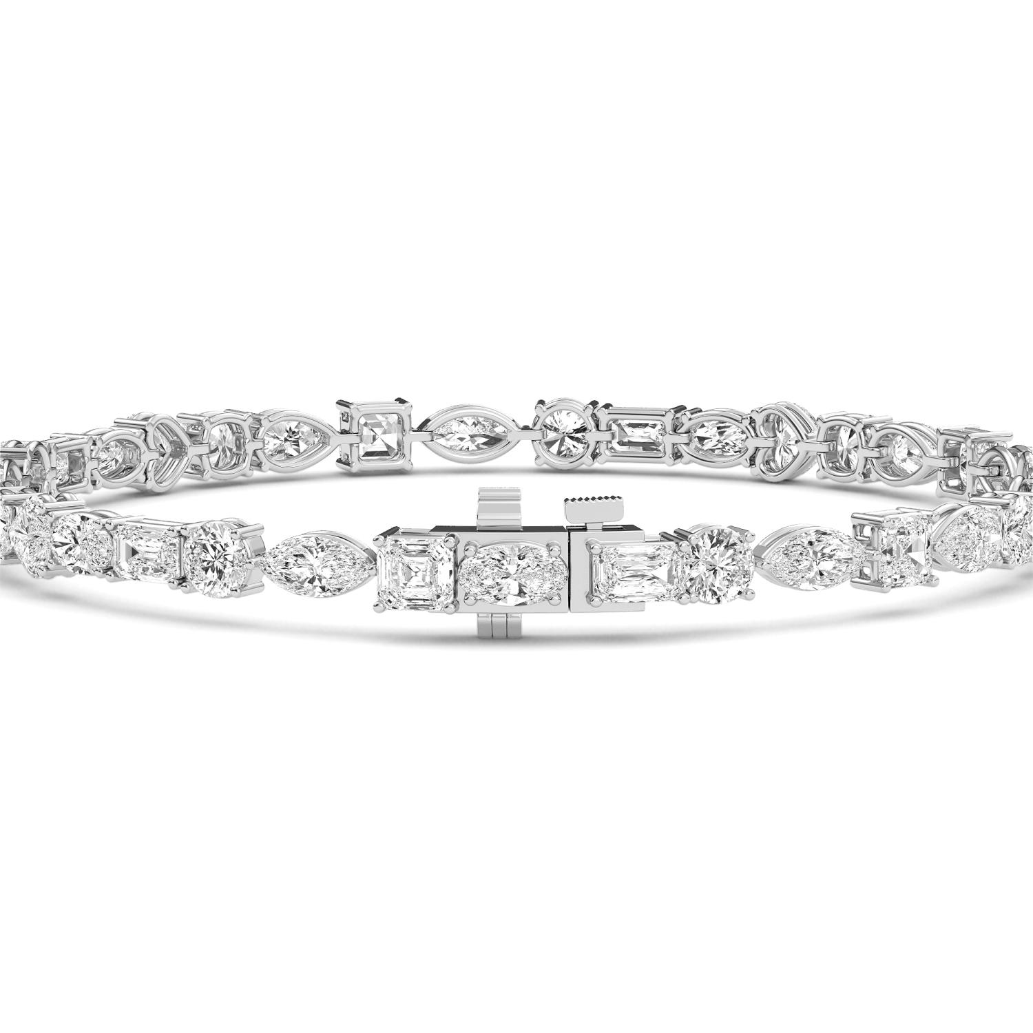 Parade Mixed Shapes, Mixed-Shape Tennis Bracelet in White Gold, mixed, studio photo, alternate view