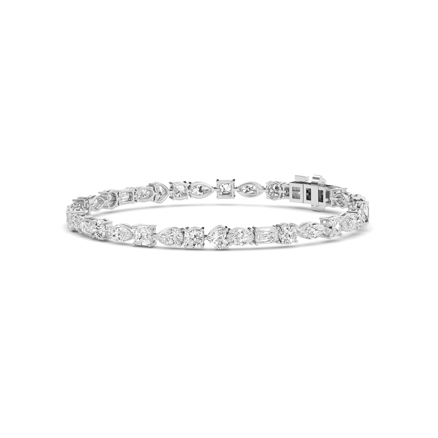 Parade Mixed Shapes, Mixed-Shape Tennis Bracelet in White Gold, mixed, studio photo, alternate view