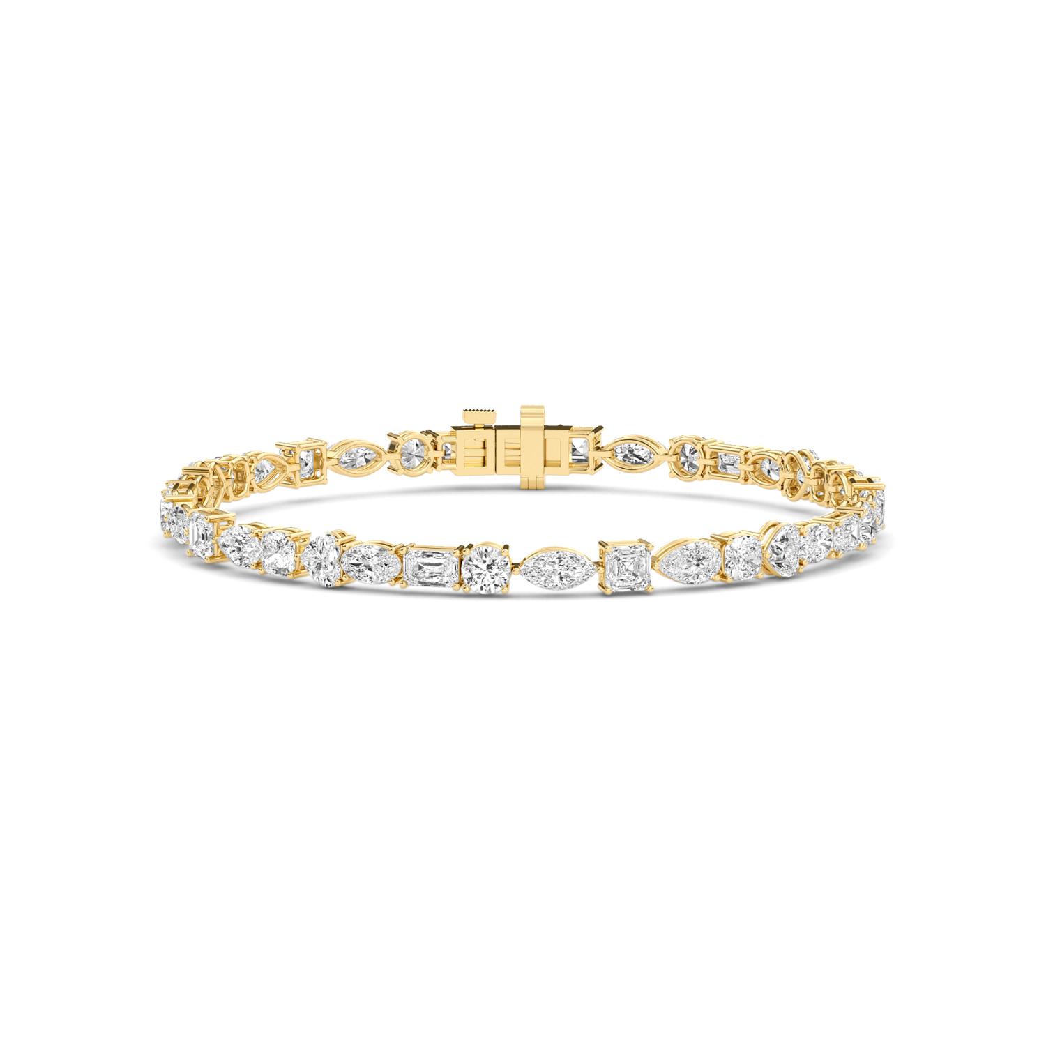 Auburn, Mixed-Shape Tennis Bracelet in Yellow Gold, mixed, plain background