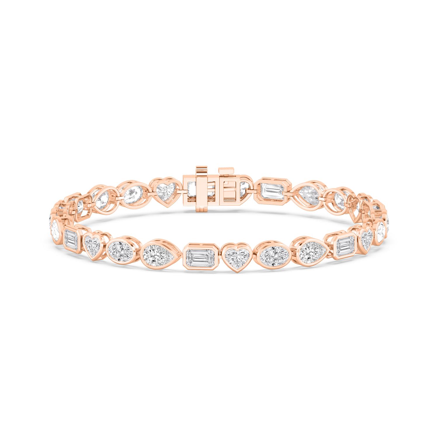 Lullaby Mixed Shapes, Mixed-Shape East-West Bezel Bracelet in Rose Gold, mixed, studio photo