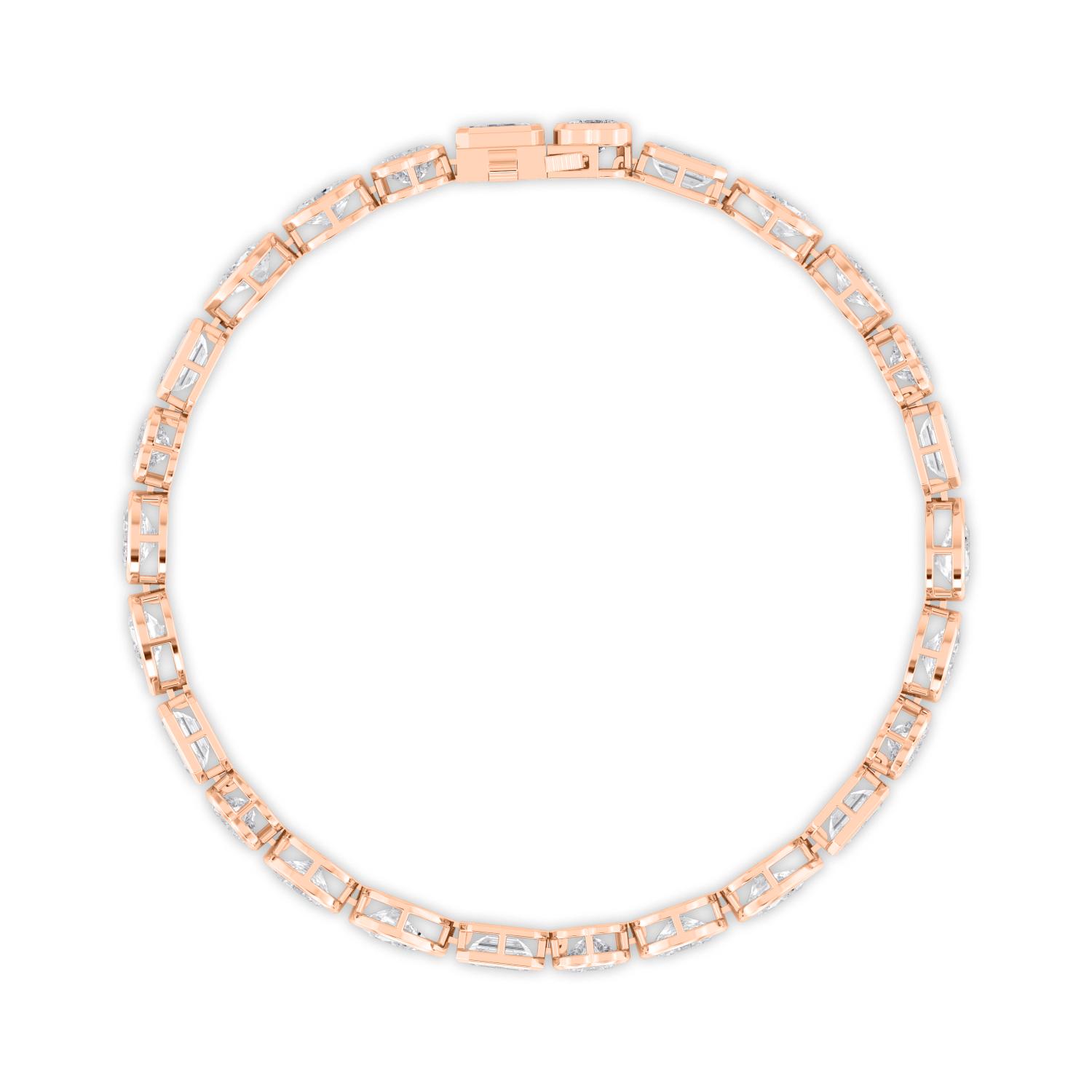 Lullaby Mixed Shapes, Mixed-Shape East-West Bezel Bracelet in Rose Gold, mixed, studio photo, alternate view
