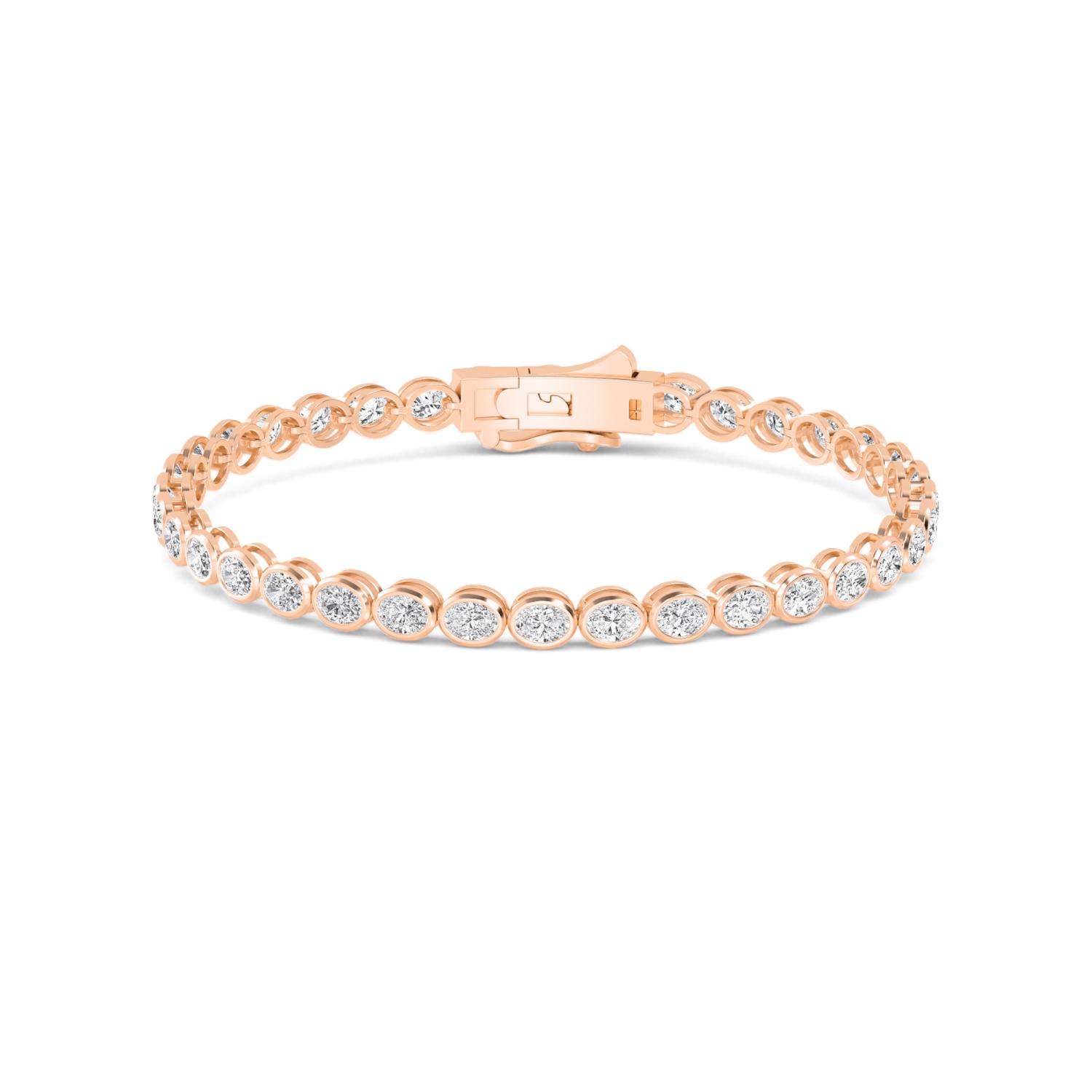 Lullaby Oval, Oval East-West Bezel Bracelet in Rose Gold, oval, studio photo
