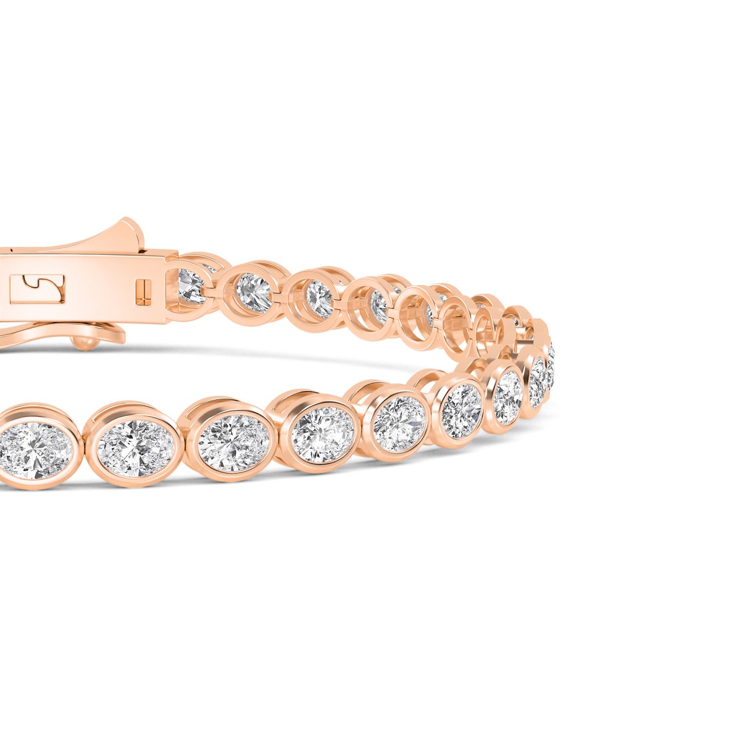 Lullaby Oval, Oval East-West Bezel Bracelet in Rose Gold, oval, studio photo, alternate view