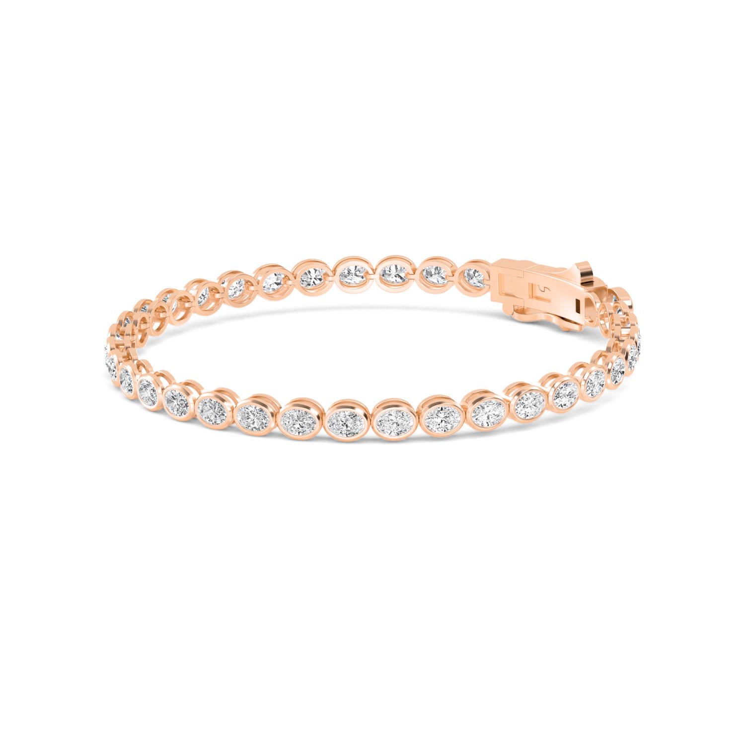 Lullaby Oval, Oval East-West Bezel Bracelet in Rose Gold, oval, studio photo, alternate view