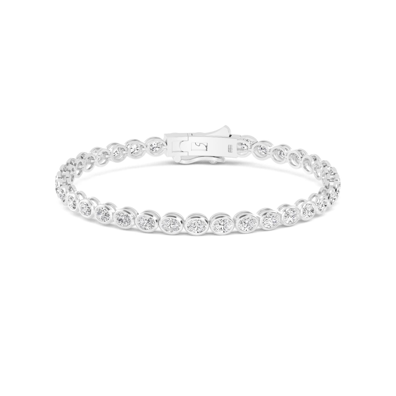 Lullaby, Oval East-West Bezel Bracelet in White Gold, oval, plain background