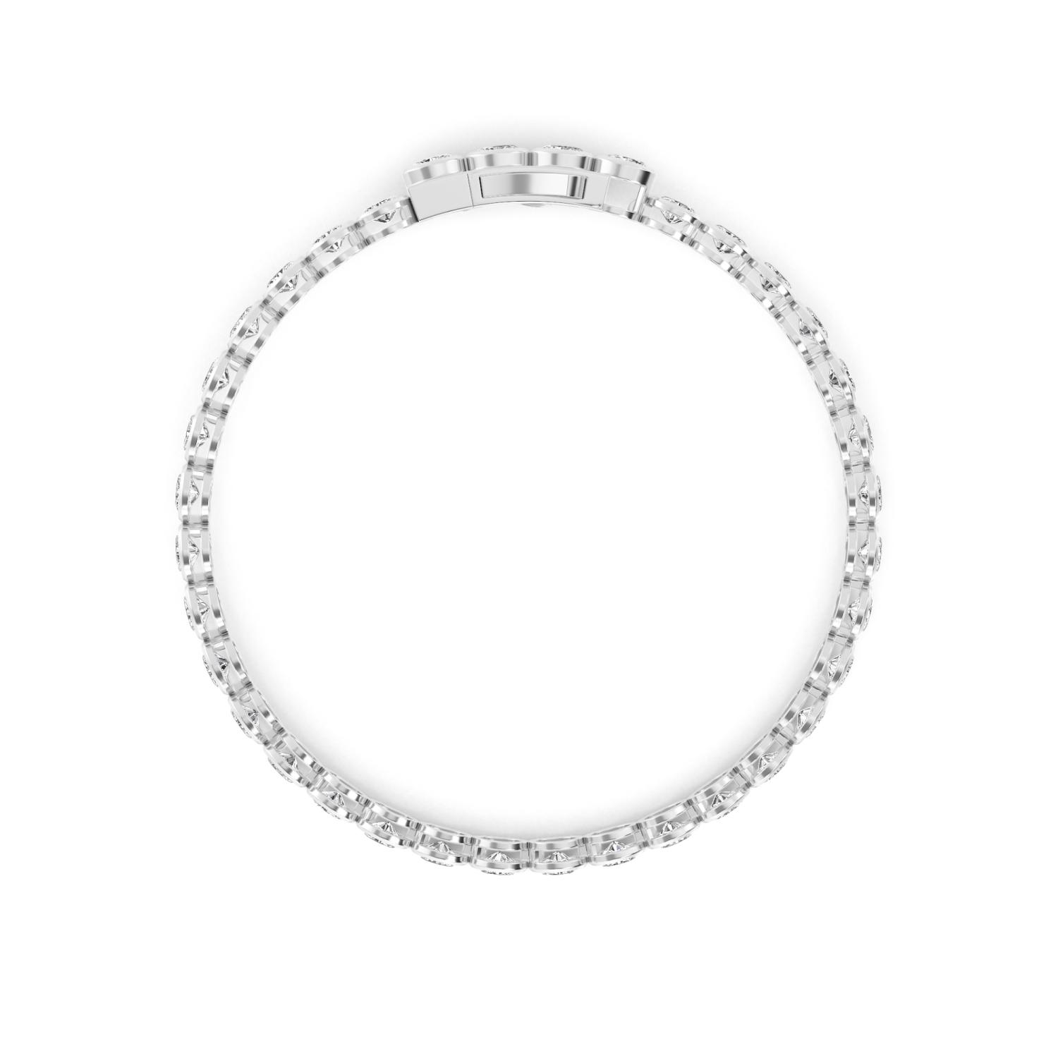 Lullaby, Oval East-West Bezel Bracelet in White Gold, oval, plain background, alternate view