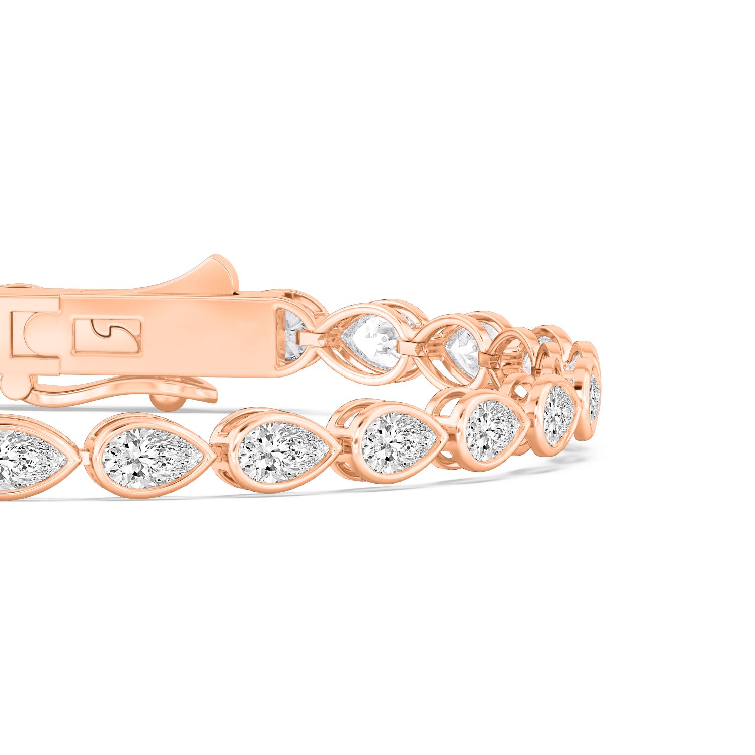 Lullaby Pear, Pear East-West Bezel Bracelet in Rose Gold, pear, studio photo, alternate view
