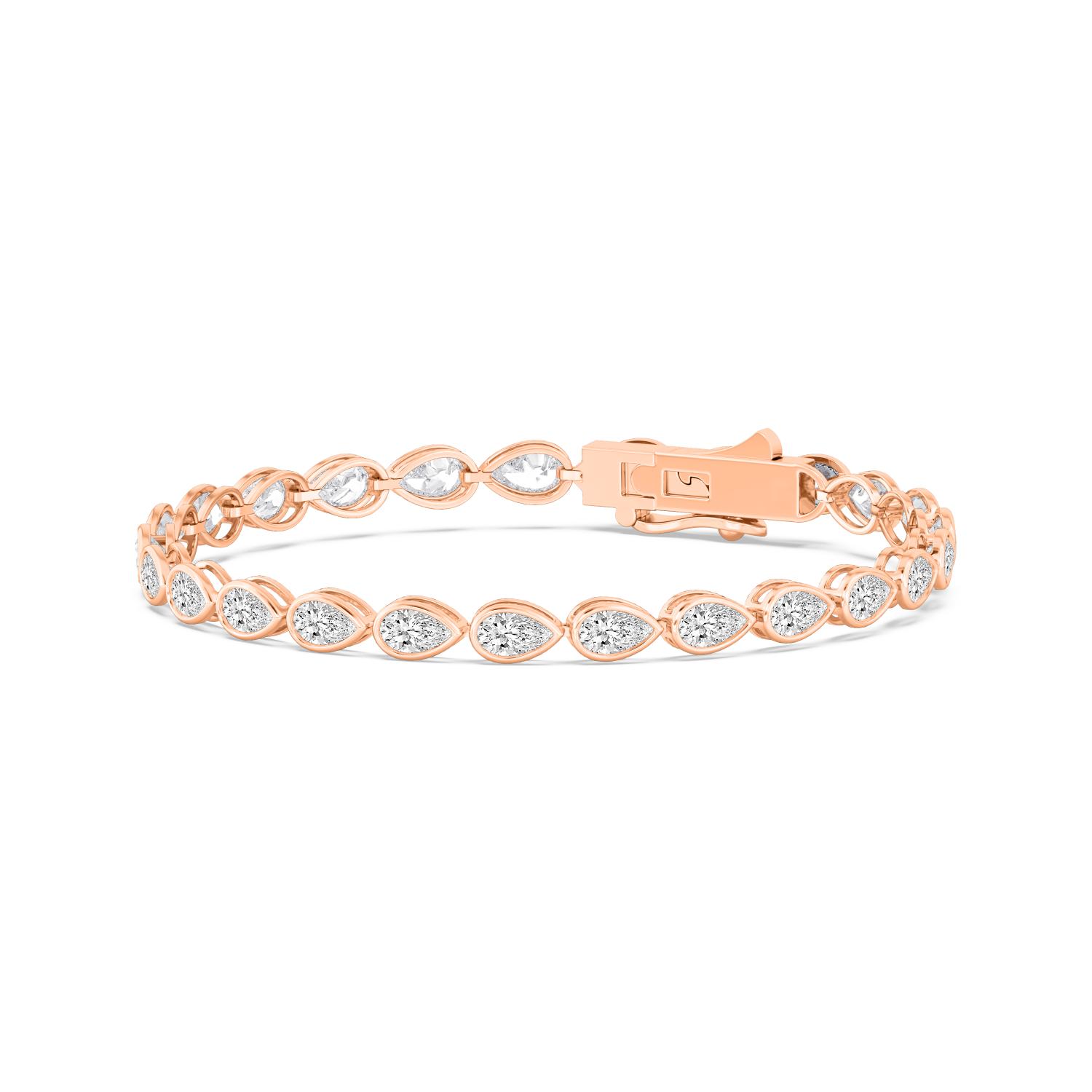 Lullaby Pear, Pear East-West Bezel Bracelet in Rose Gold, pear, studio photo, alternate view