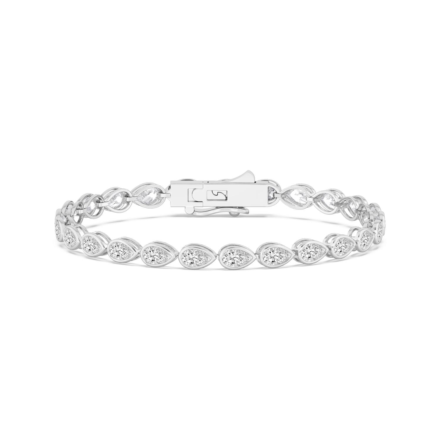 Bluff, Pear East-West Bezel Bracelet in White Gold, pear, plain background
