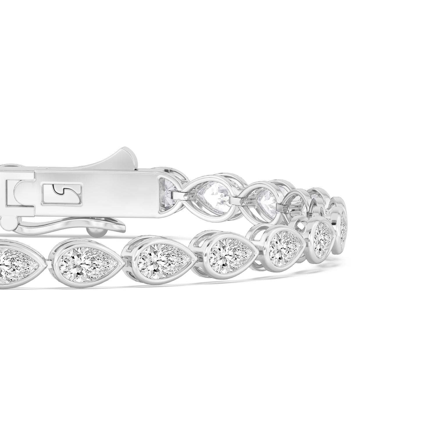 Bluff, Pear East-West Bezel Bracelet in White Gold, pear, plain background, alternate view