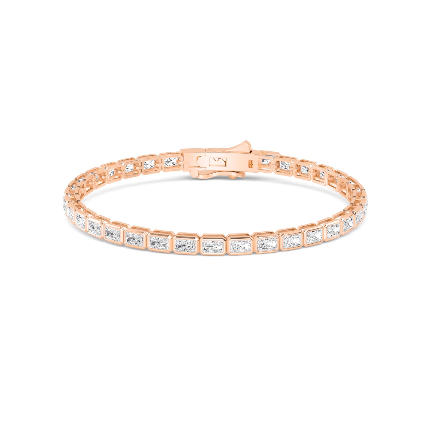 Drake, Radiant East-West Bezel Bracelet in Rose Gold, radiant, plain background