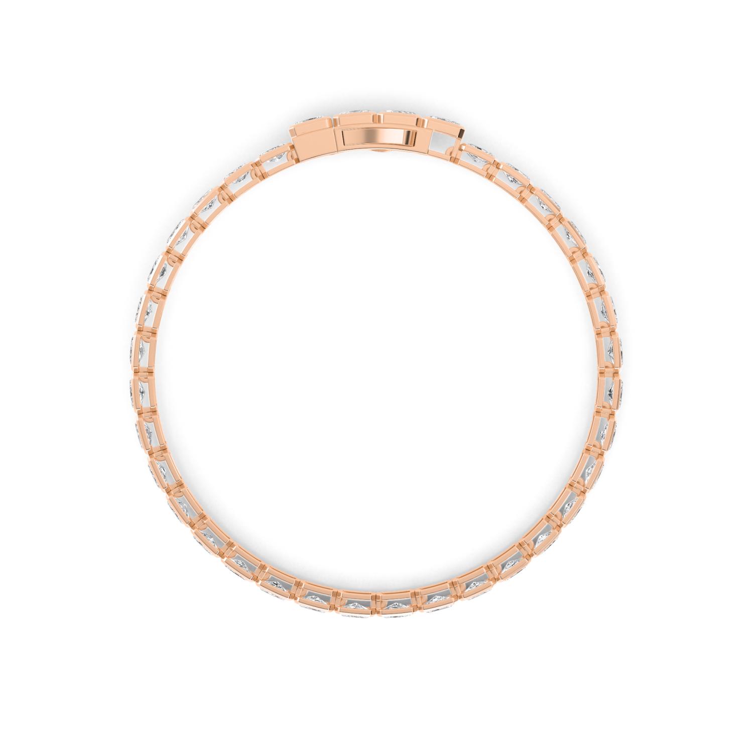 Drake, Radiant East-West Bezel Bracelet in Rose Gold, radiant, plain background, alternate view