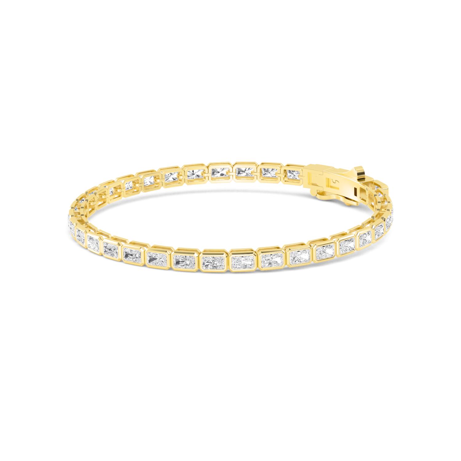 Lullaby Radiant, Radiant East-West Bezel Bracelet in Yellow Gold, radiant, studio photo, alternate view