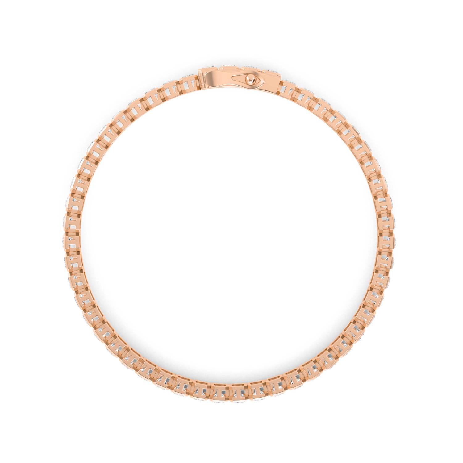 Ovation Emerald, Emerald-Cut North-South Bezel Bracelet in Rose Gold, emerald, studio photo, alternate view