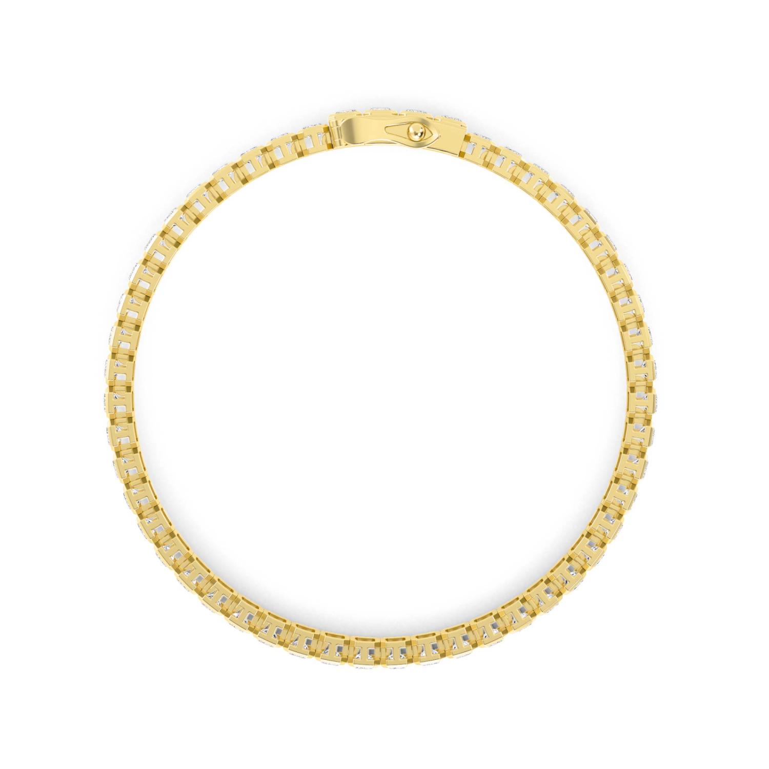 Gully, Emerald-Cut North-South Bezel Bracelet in Yellow Gold, emerald, plain background, alternate view