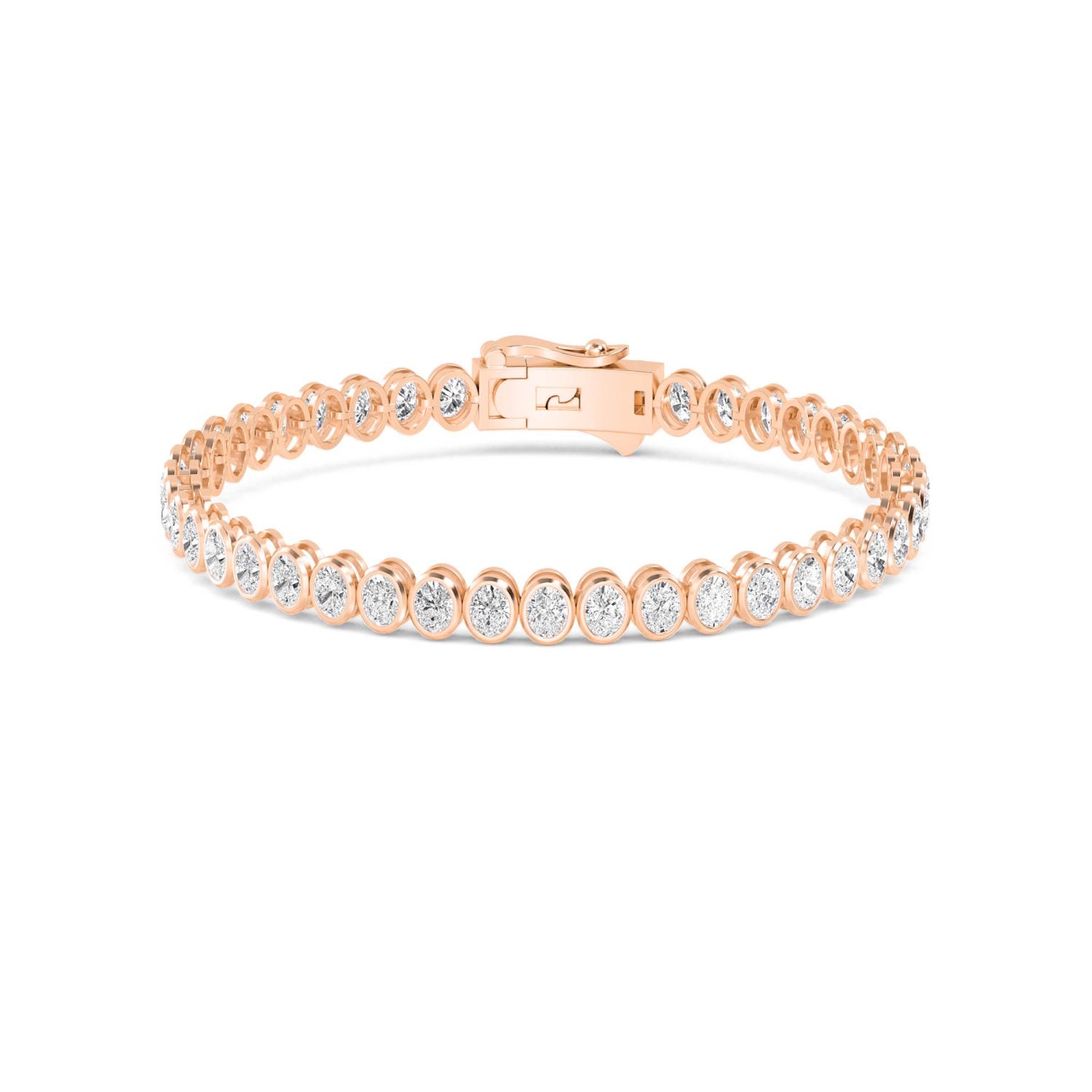 Ovation Oval, Oval North-South Bezel Bracelet in Rose Gold, oval, studio photo
