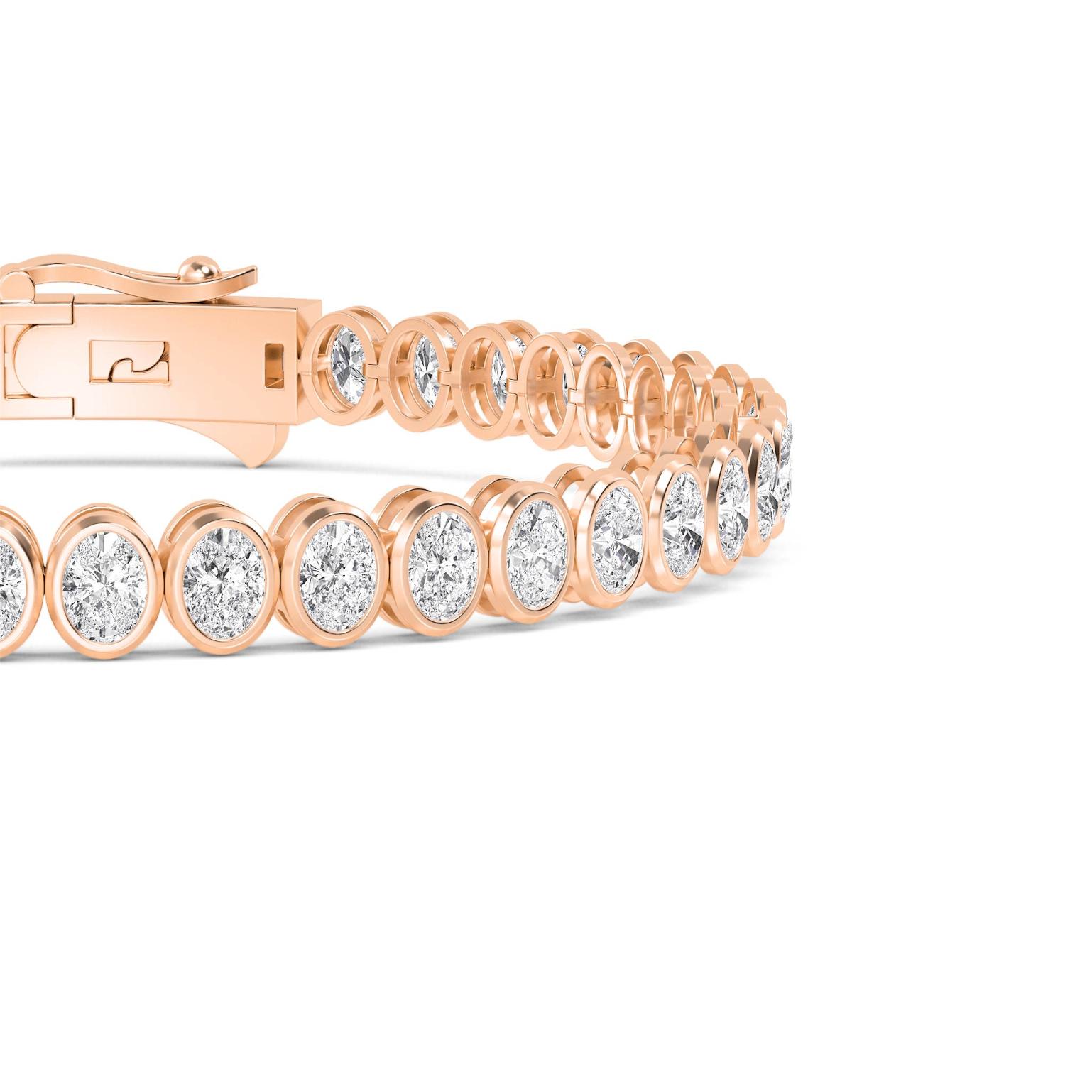 Ovation Oval, Oval North-South Bezel Bracelet in Rose Gold, oval, studio photo, alternate view