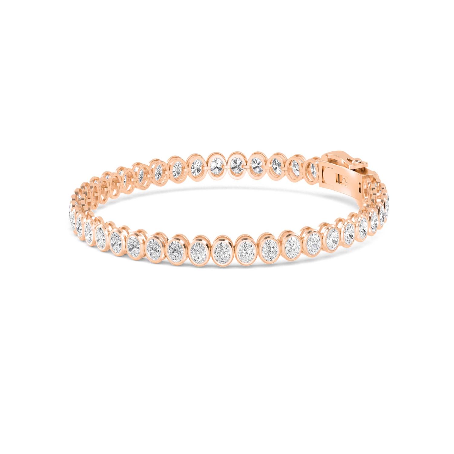 Ovation Oval, Oval North-South Bezel Bracelet in Rose Gold, oval, studio photo, alternate view