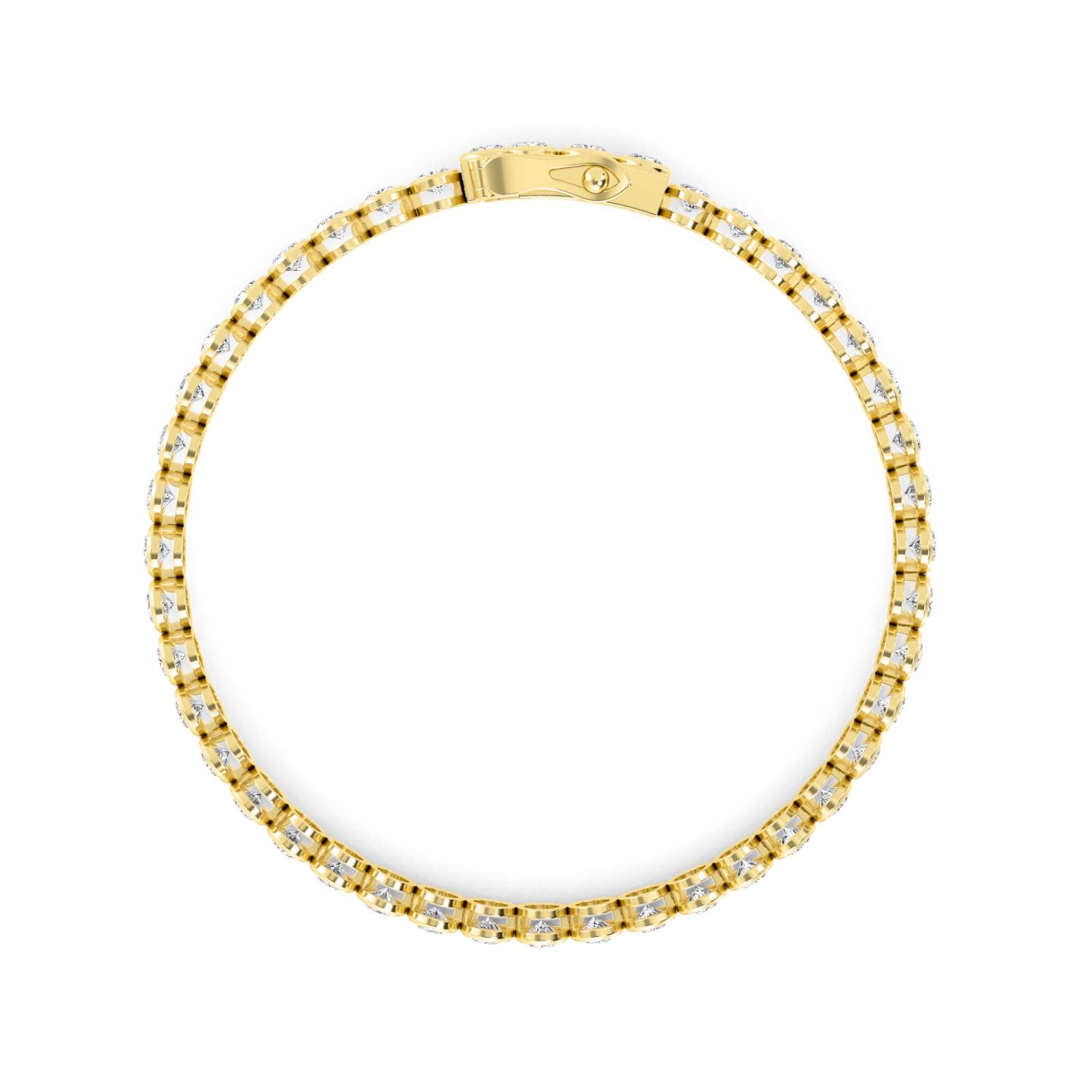 Ovation, Oval North-South Bezel Bracelet in Yellow Gold, oval, plain background, alternate view