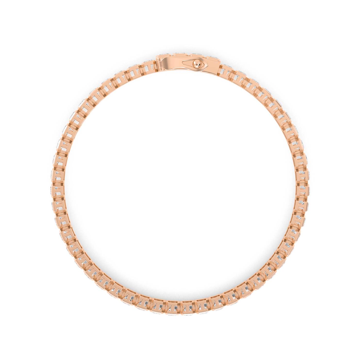 Ovation Emerald Slim, Slim Emerald-Cut North-South Bezel Bracelet in Rose Gold, emerald, studio photo, alternate view