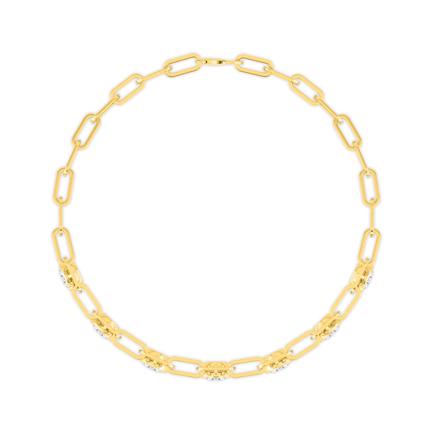 Letter Round, Round Drop Paperclip Bracelet in Yellow Gold, round, studio photo, alternate view