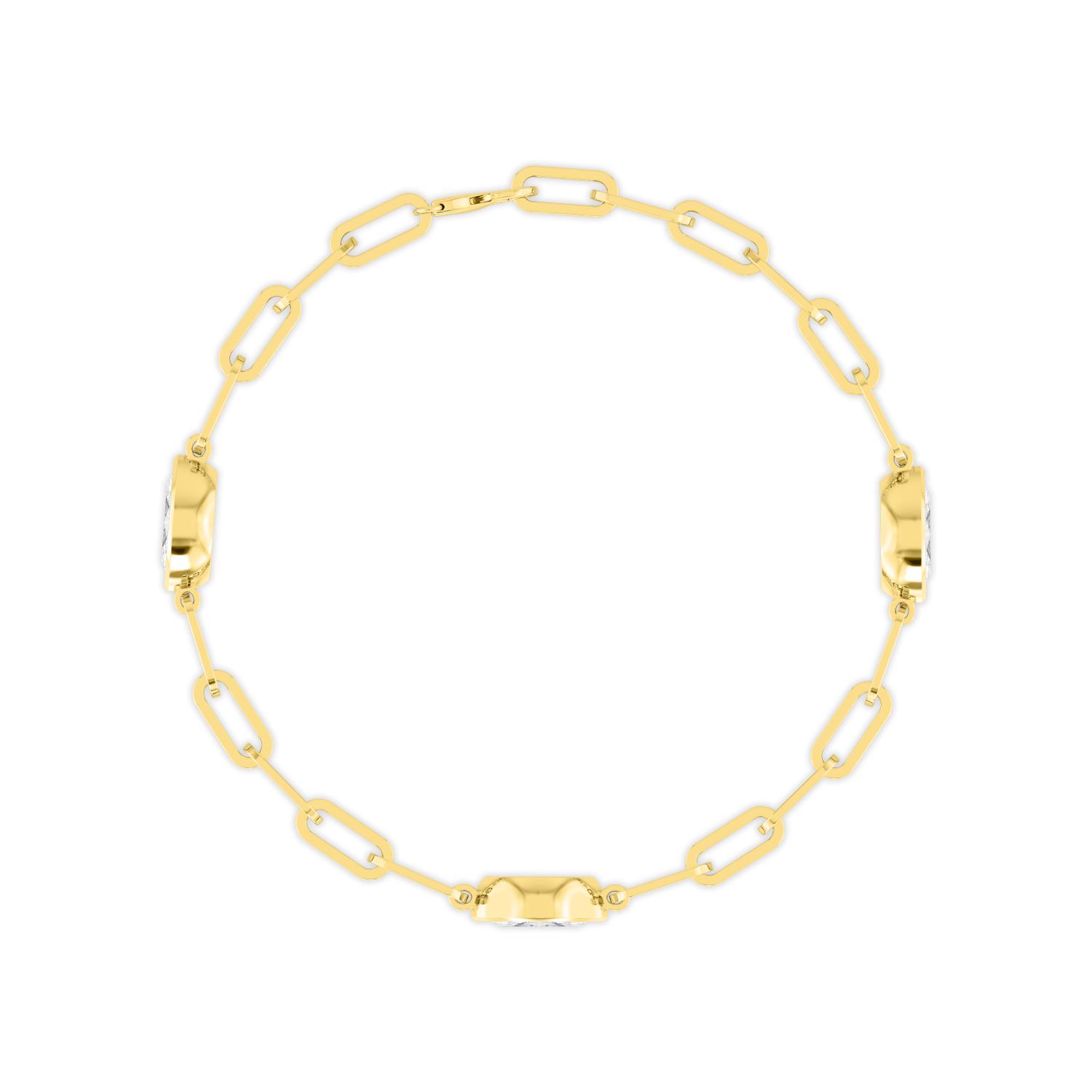 Letter Marquise, Marquise Paperclip Bracelet in Yellow Gold, marquise, studio photo, alternate view