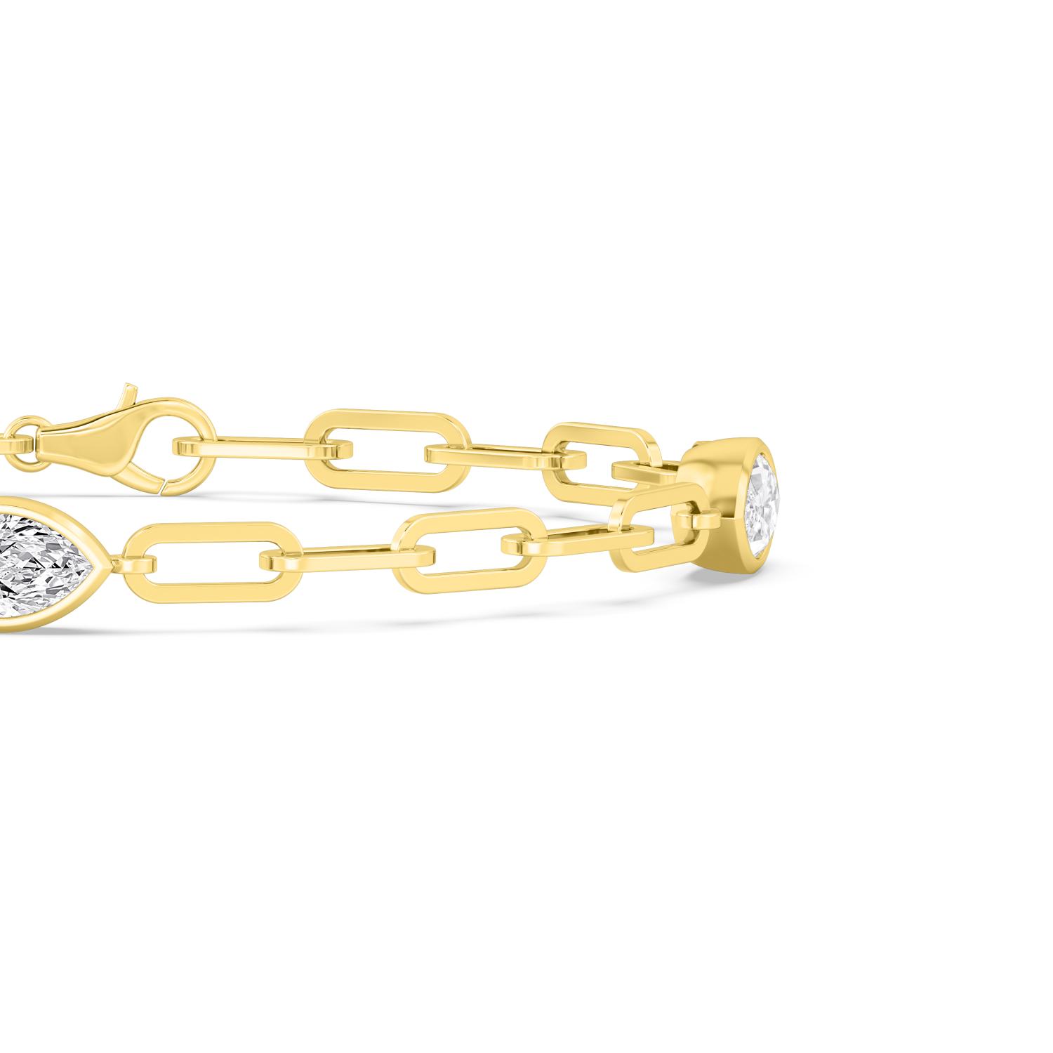 Letter Marquise, Marquise Paperclip Bracelet in Yellow Gold, marquise, studio photo, alternate view